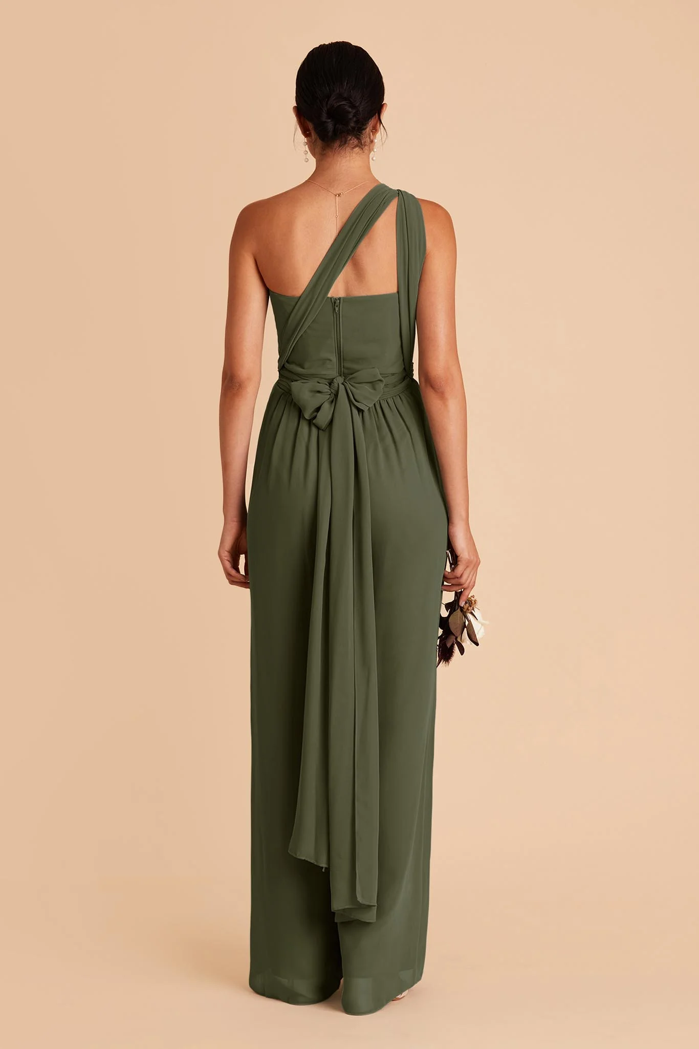 Gigi Chiffon Jumpsuit - Olive - Image 4