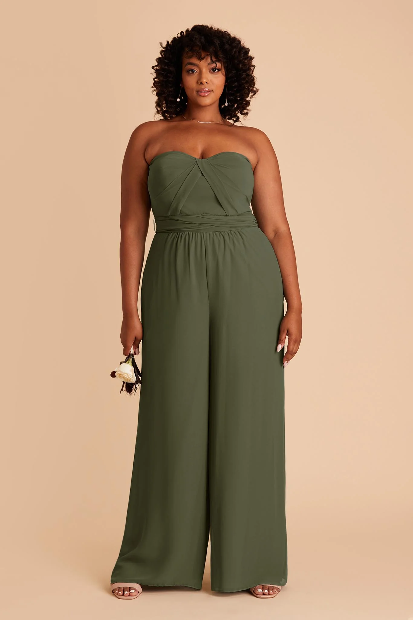 Gigi Chiffon Jumpsuit - Olive - Image 5