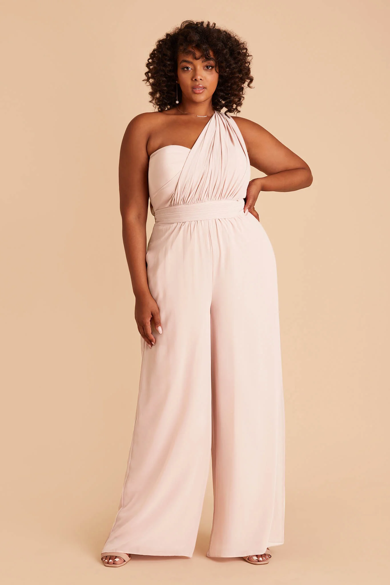 Gigi Chiffon Jumpsuit - Pale Blush - Image 2