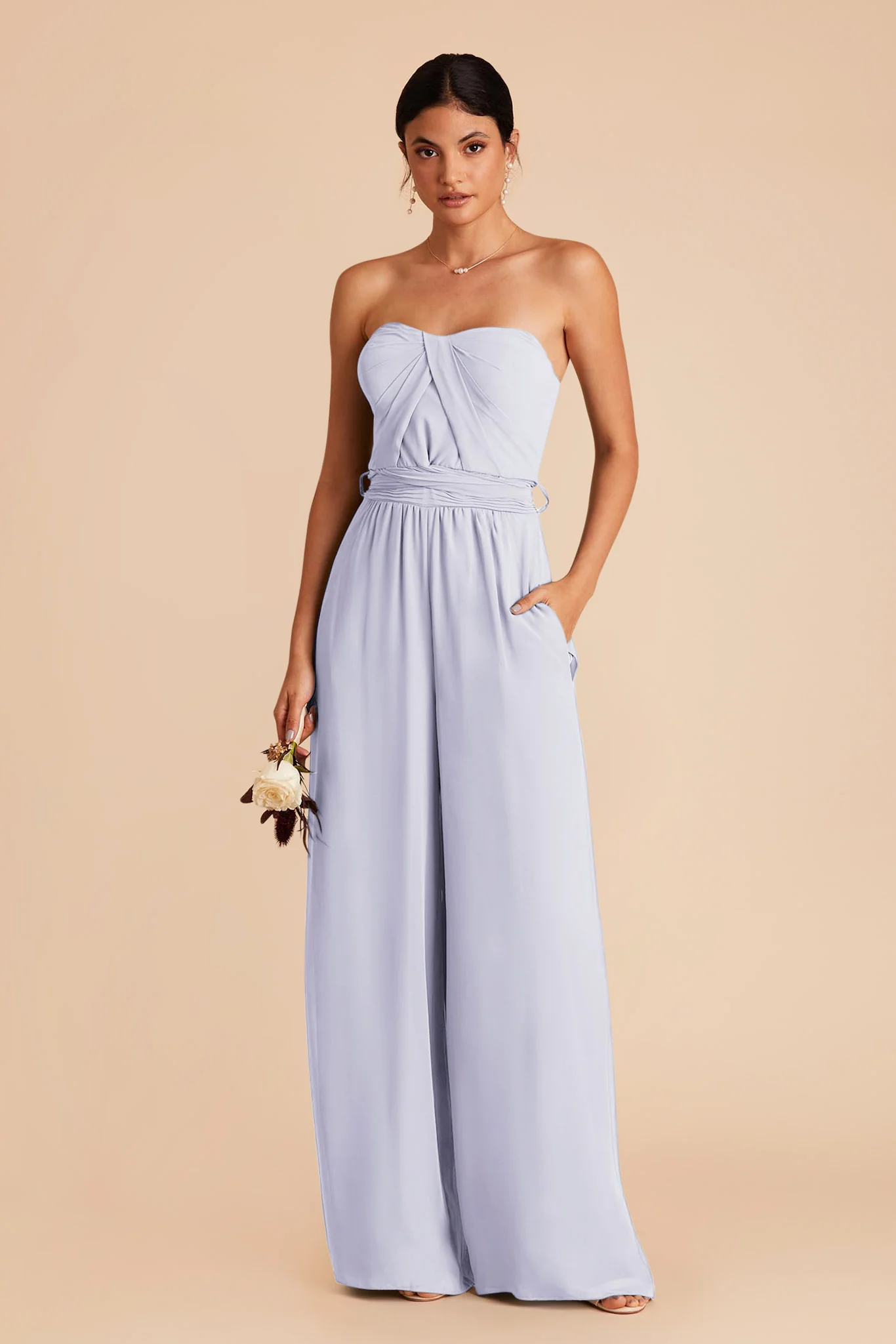 Gigi Chiffon Jumpsuit - Periwinkle Blue - Image 3
