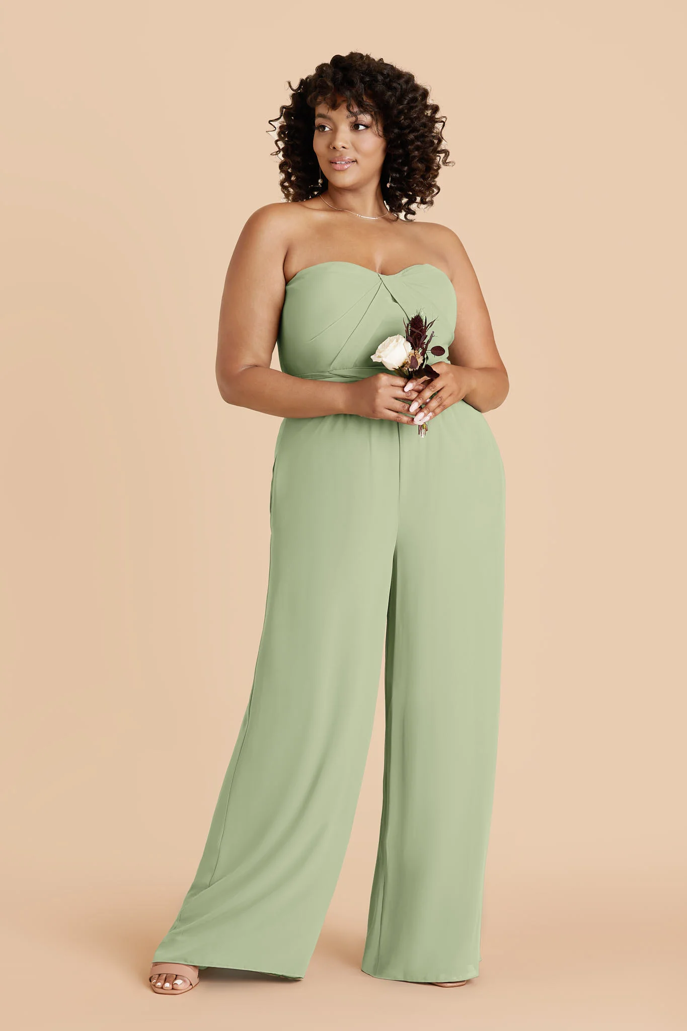 Gigi Chiffon Jumpsuit - Pistachio - Image 2