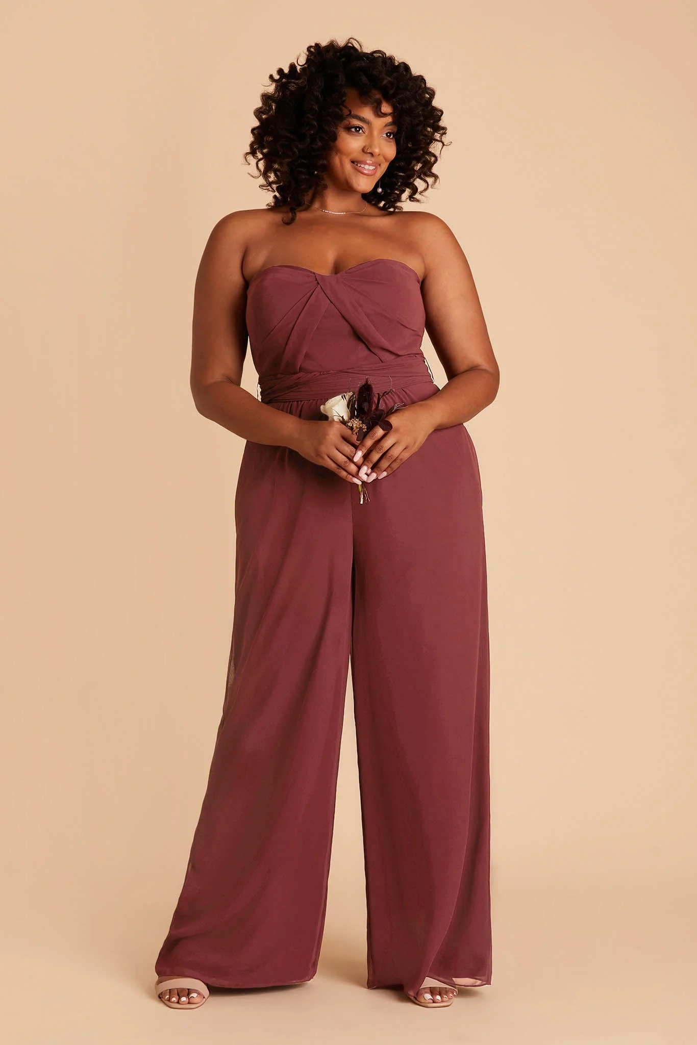 Gigi Chiffon Jumpsuit - Rosewood - Image 3