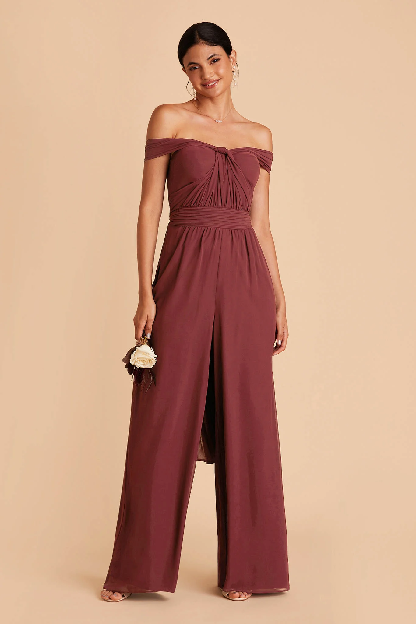 Gigi Chiffon Jumpsuit - Rosewood - Image 4