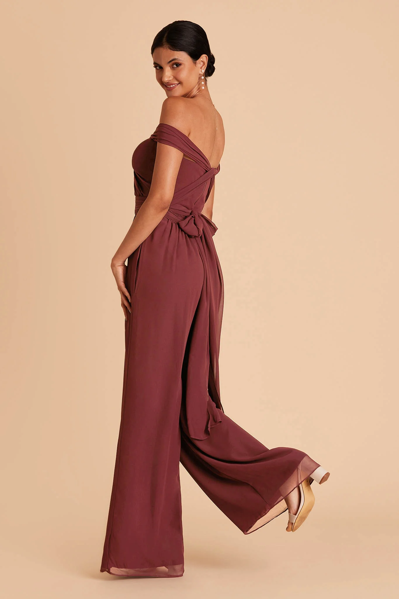 Gigi Chiffon Jumpsuit - Rosewood - Image 5