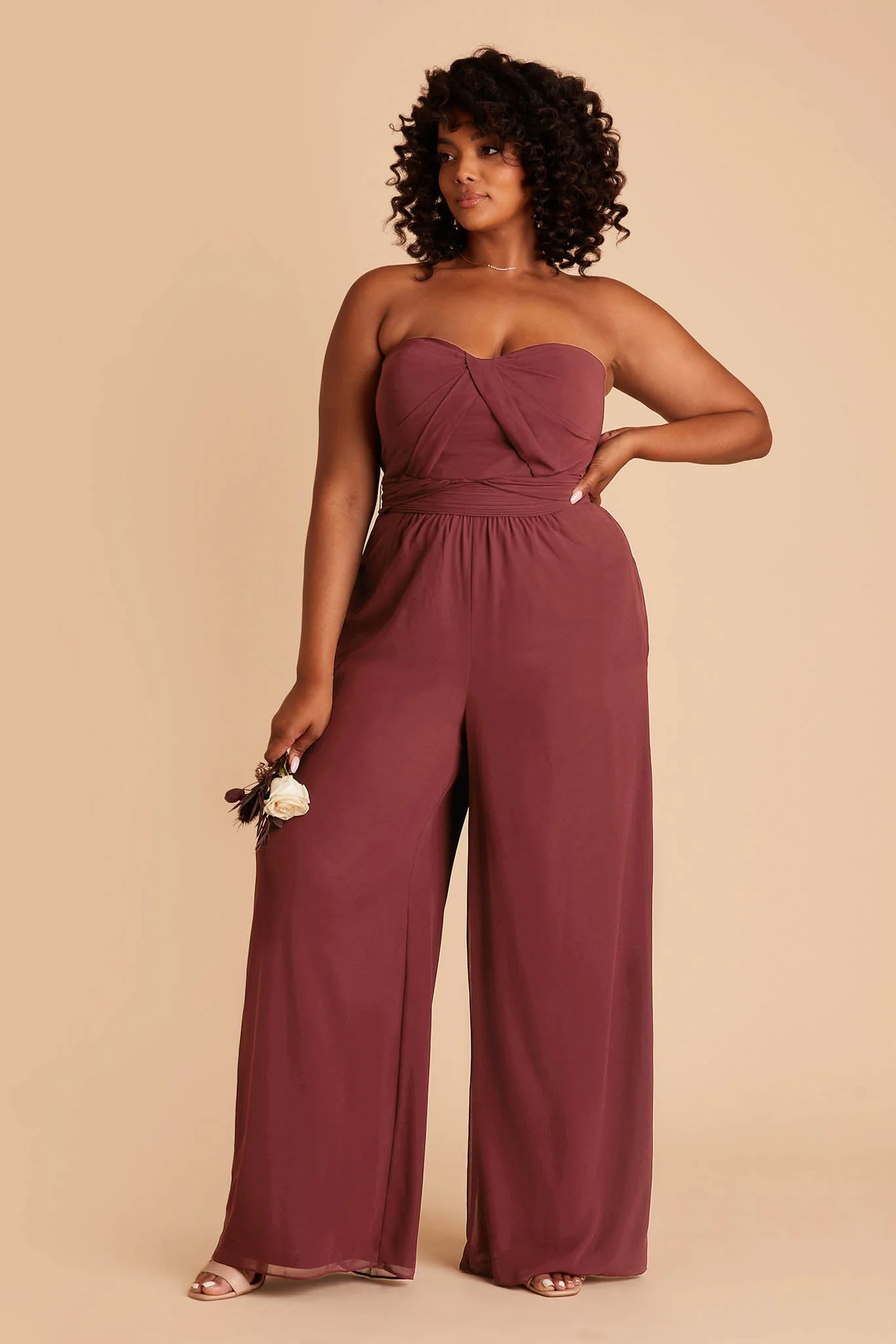 Gigi Chiffon Jumpsuit - Rosewood - Image 7