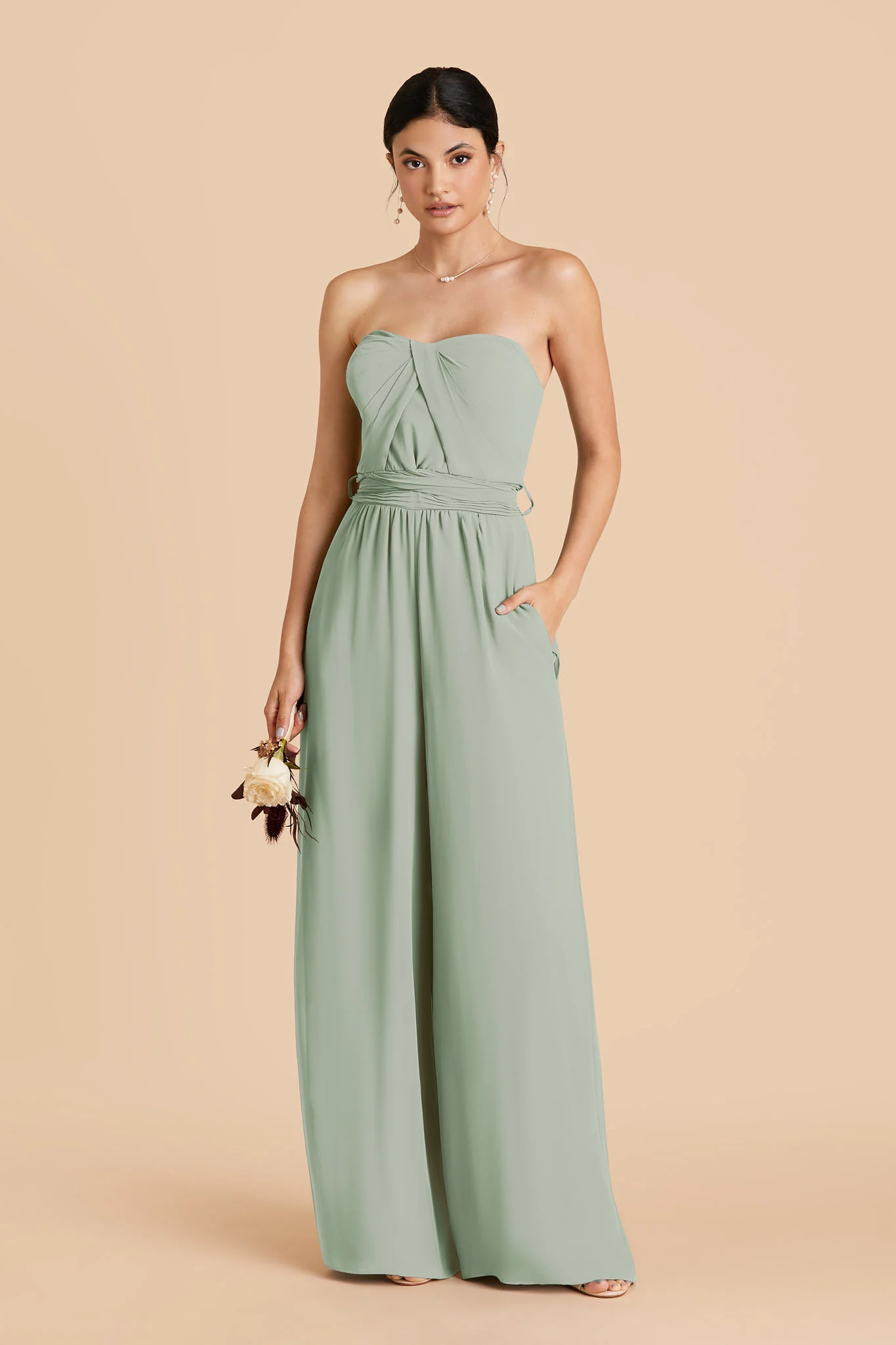 Gigi Chiffon Jumpsuit - Sage - Image 2