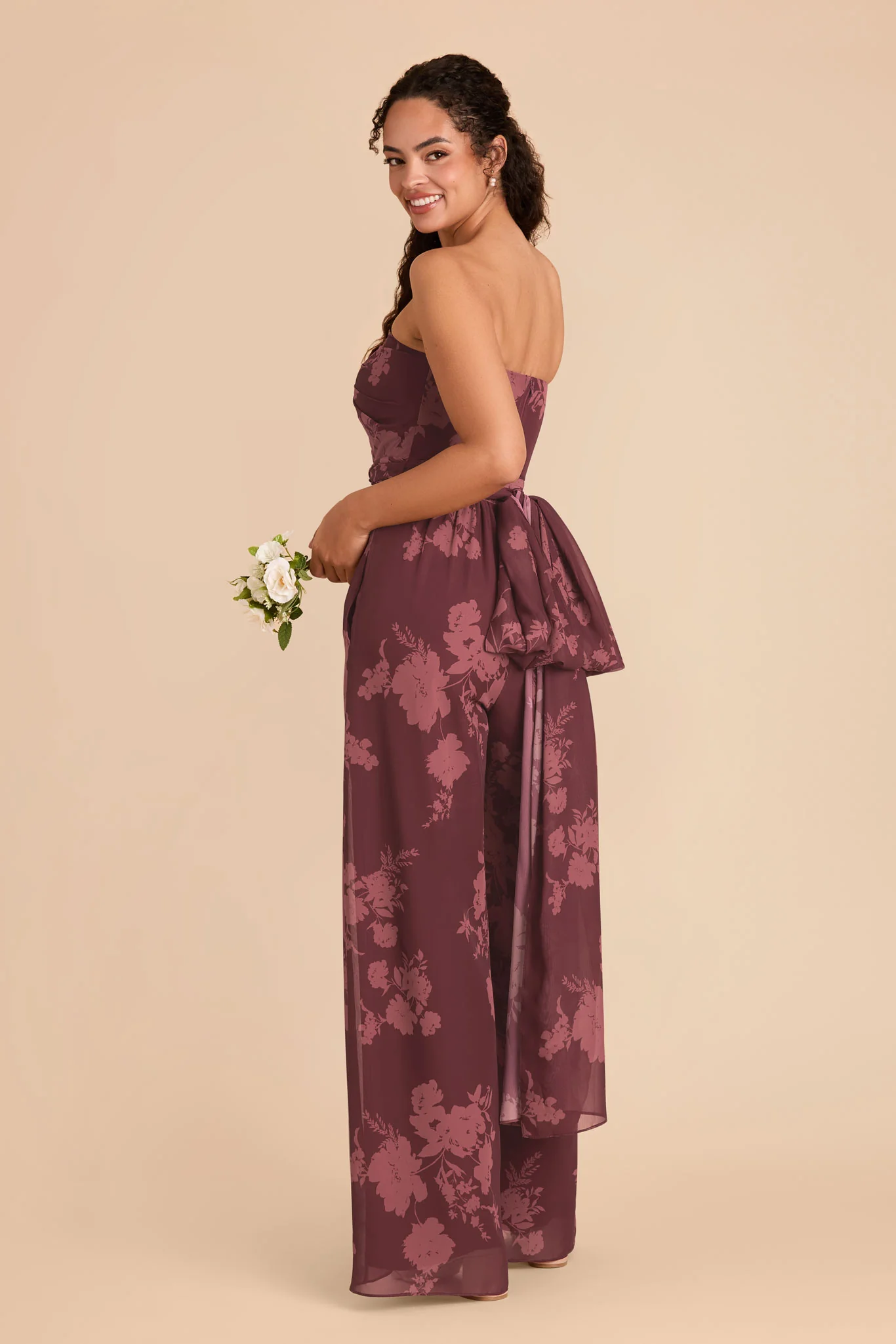 Gigi Chiffon Jumpsuit - Sangria Whimsical Blooms - Image 4
