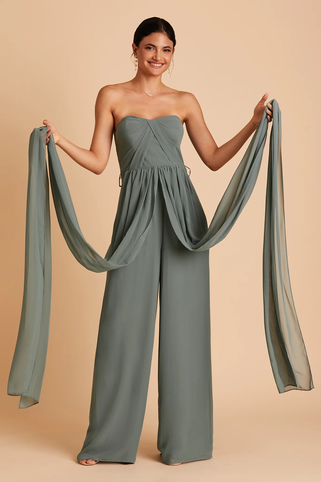Gigi Chiffon Jumpsuit - Sea Glass - Image 11