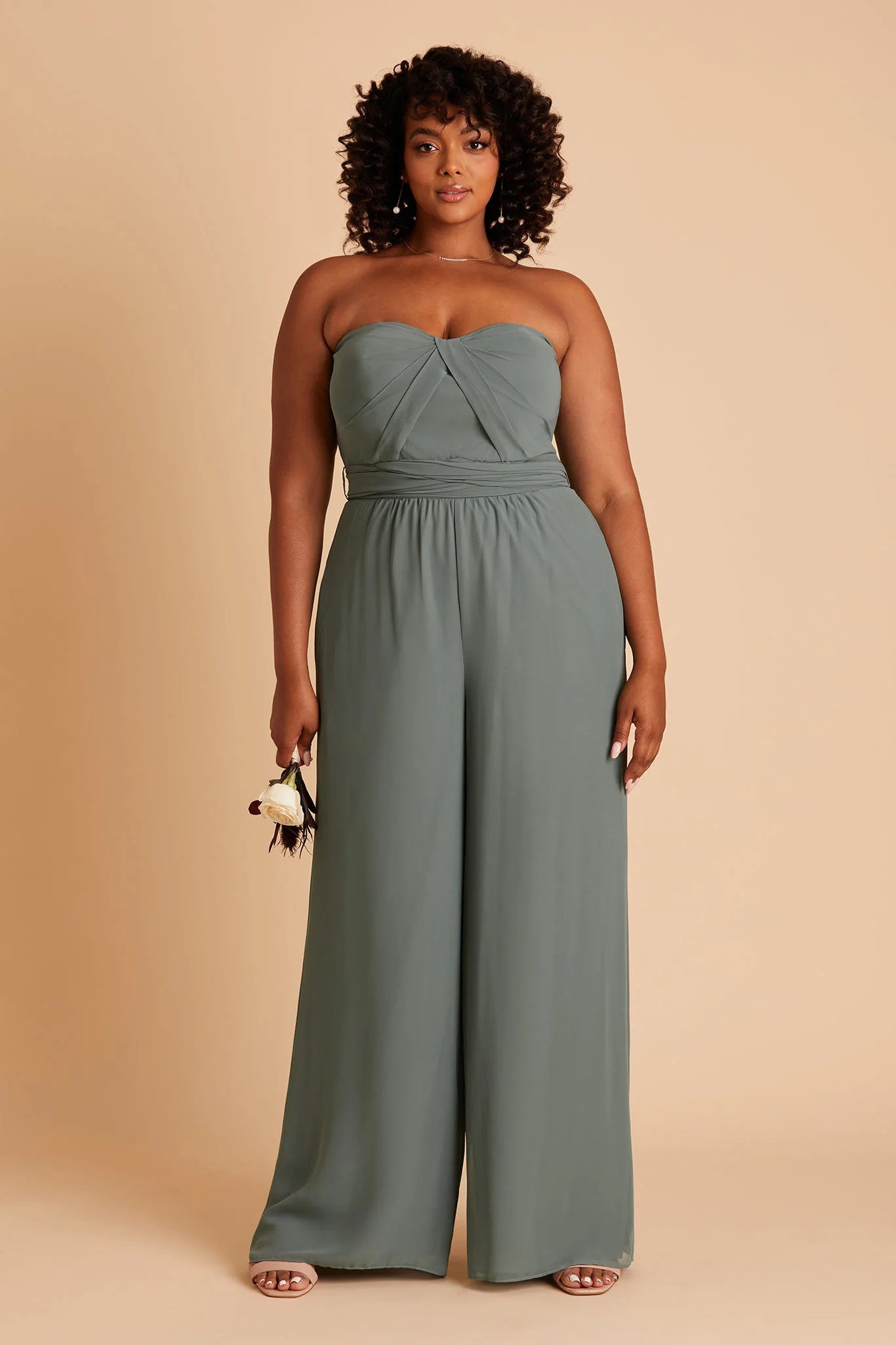 Gigi Chiffon Jumpsuit - Sea Glass - Image 12