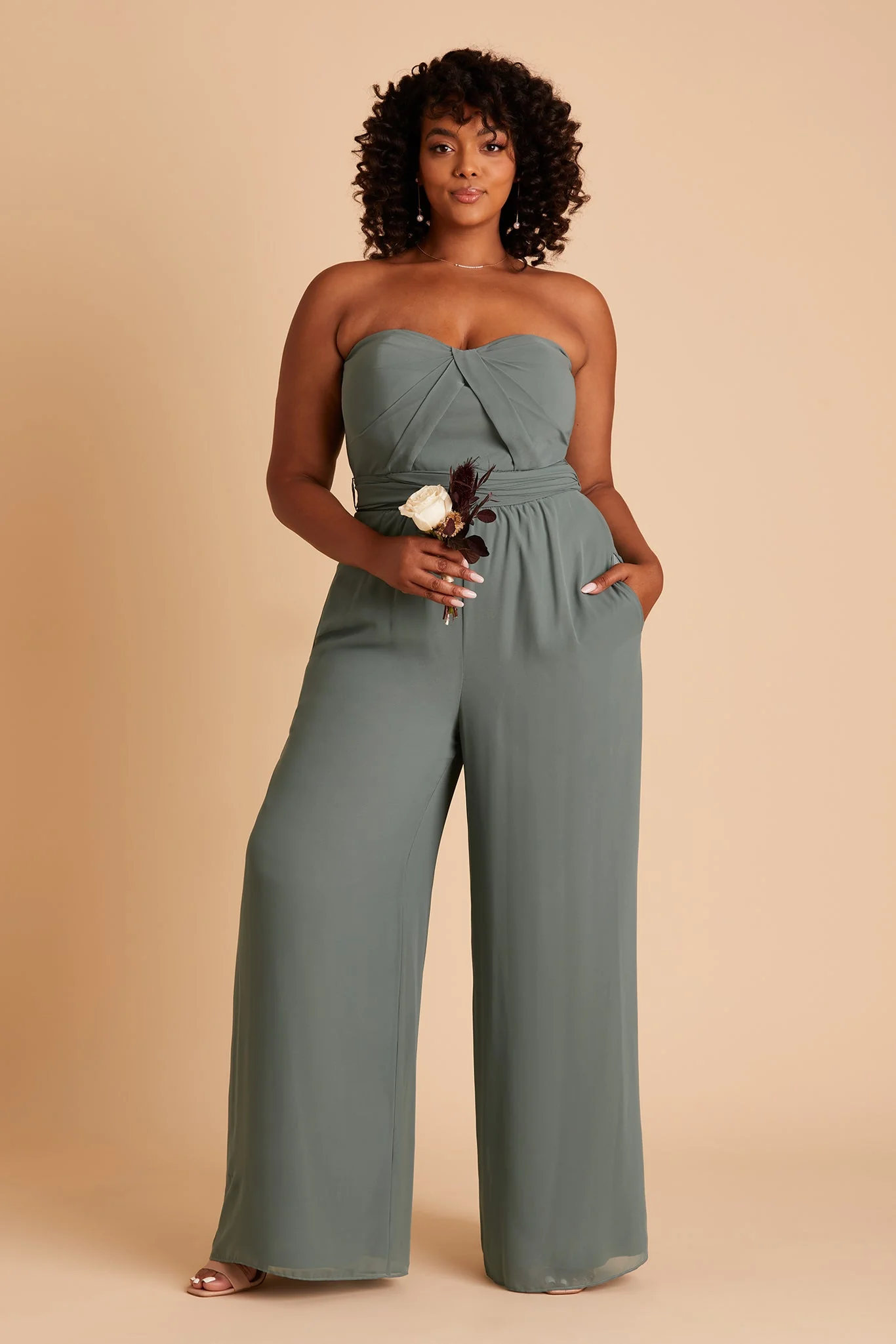 Gigi Chiffon Jumpsuit - Sea Glass - Image 13