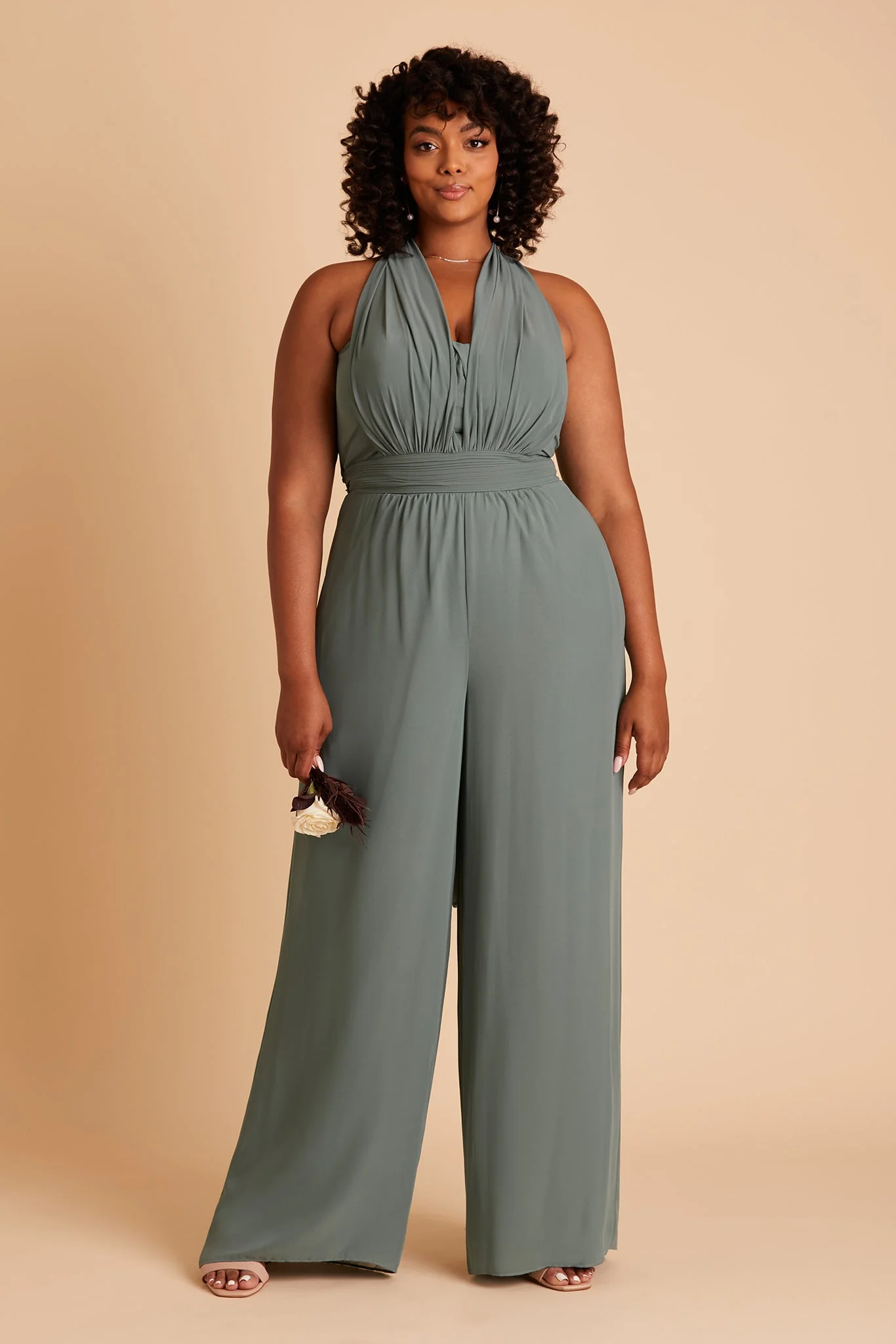 Gigi Chiffon Jumpsuit - Sea Glass - Image 14