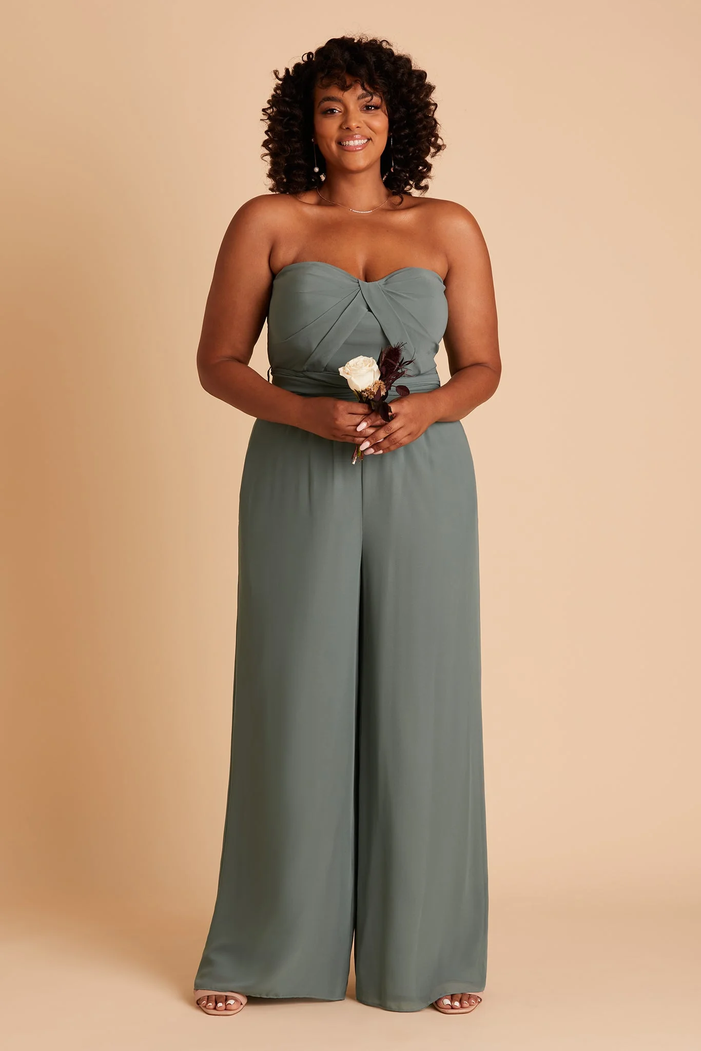 Gigi Chiffon Jumpsuit - Sea Glass - Image 15