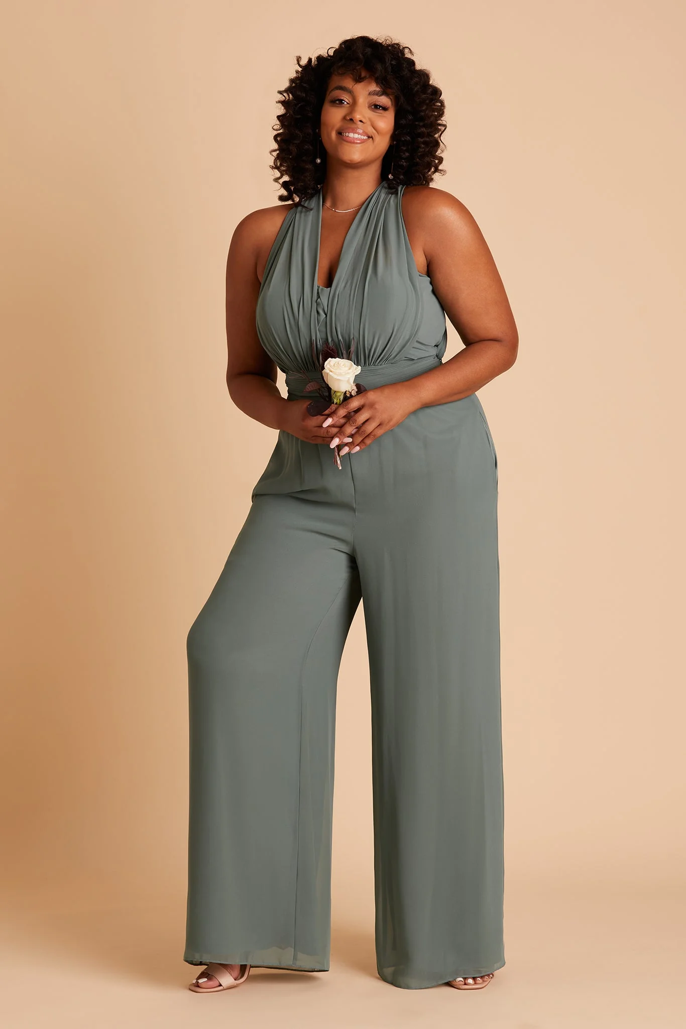 Gigi Chiffon Jumpsuit - Sea Glass - Image 16
