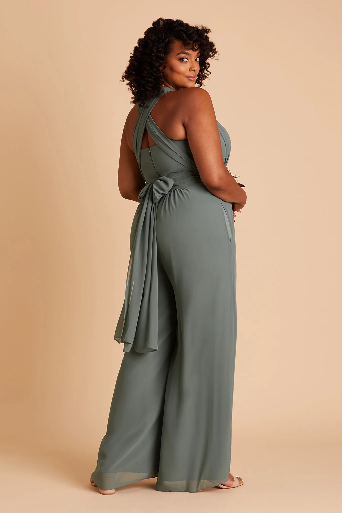 Gigi Chiffon Jumpsuit - Sea Glass - Image 18