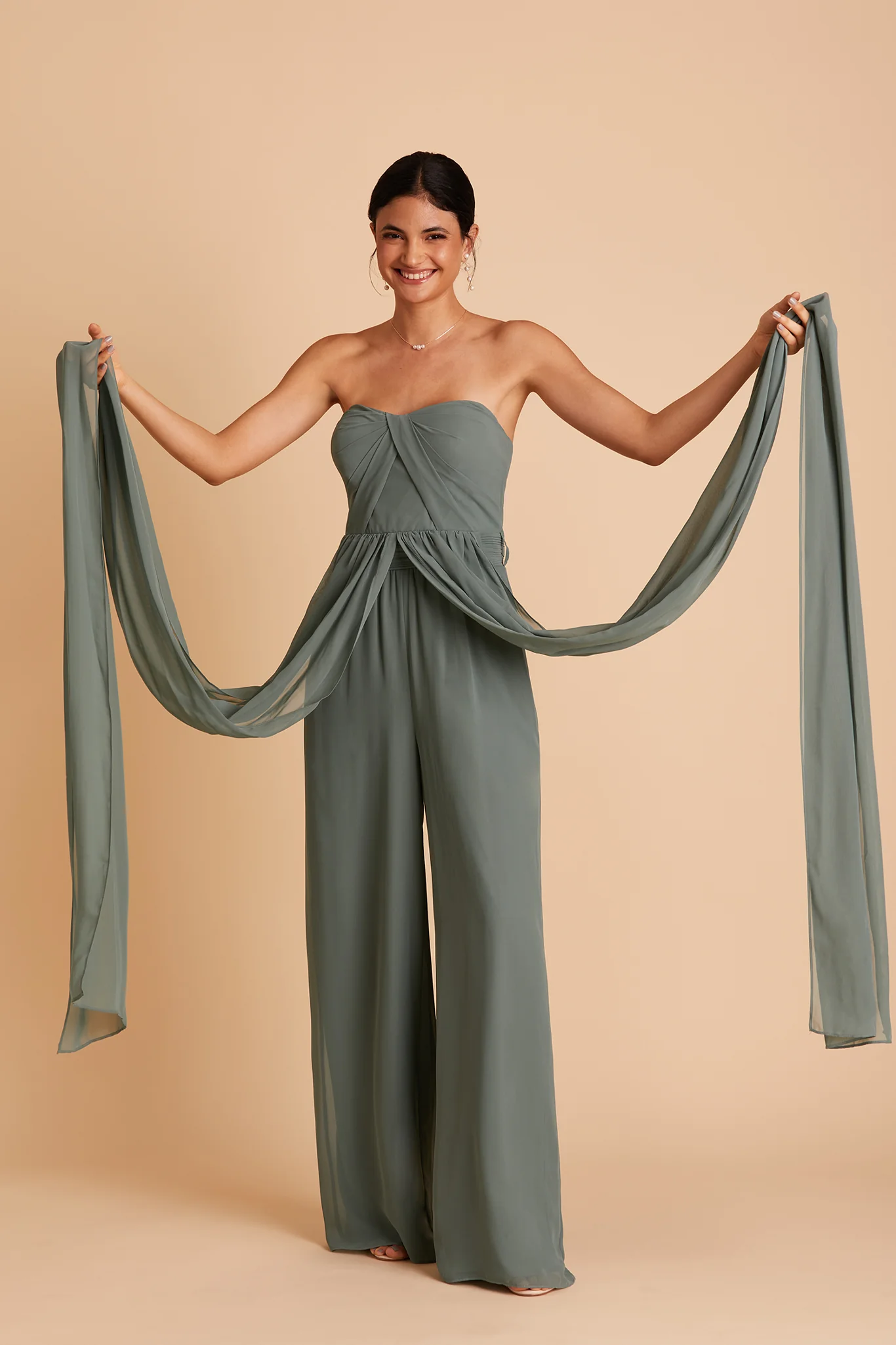 Gigi Chiffon Jumpsuit - Sea Glass - Image 3