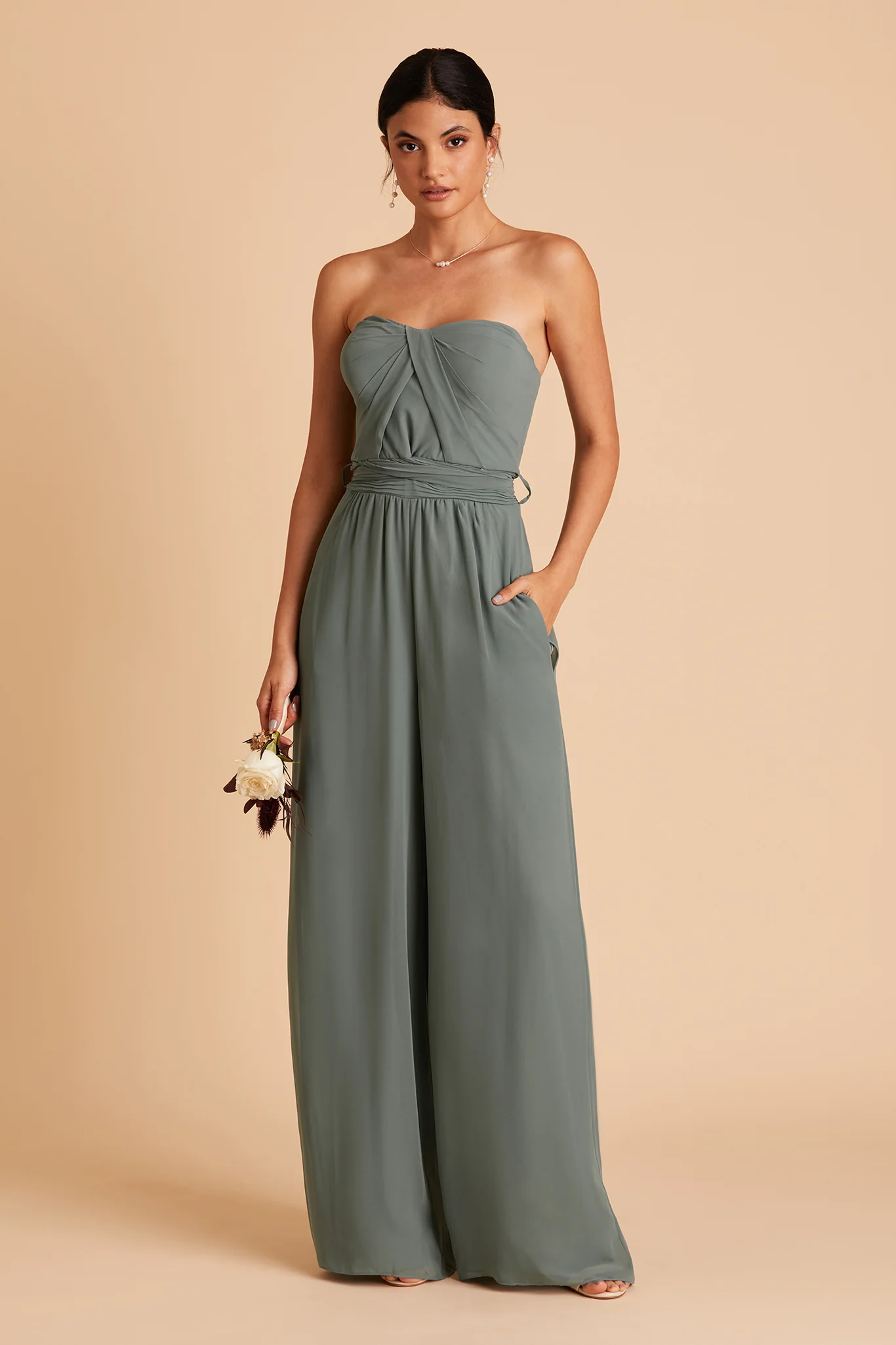 Gigi Chiffon Jumpsuit - Sea Glass - Image 6