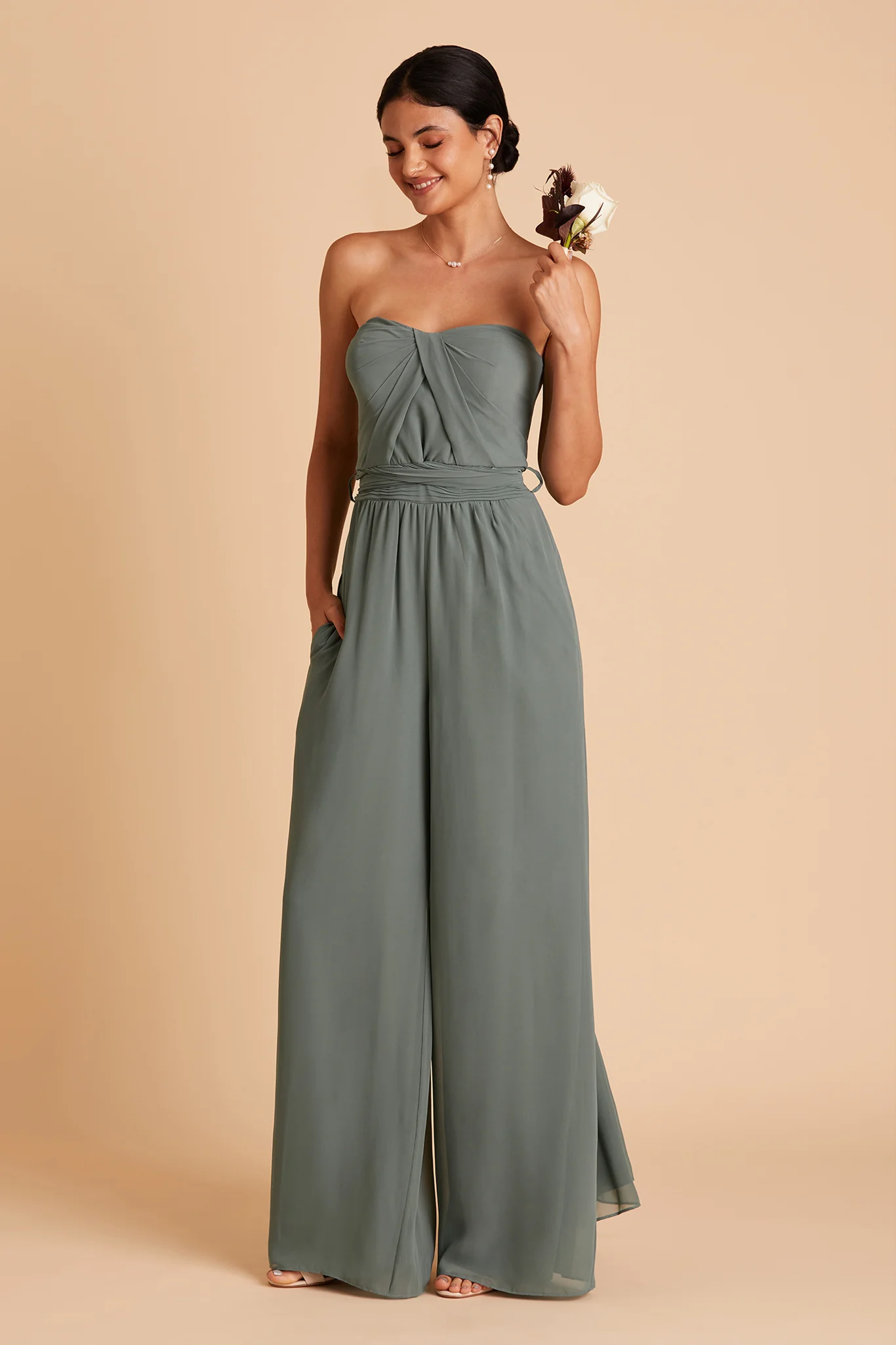 Gigi Chiffon Jumpsuit - Sea Glass - Image 7