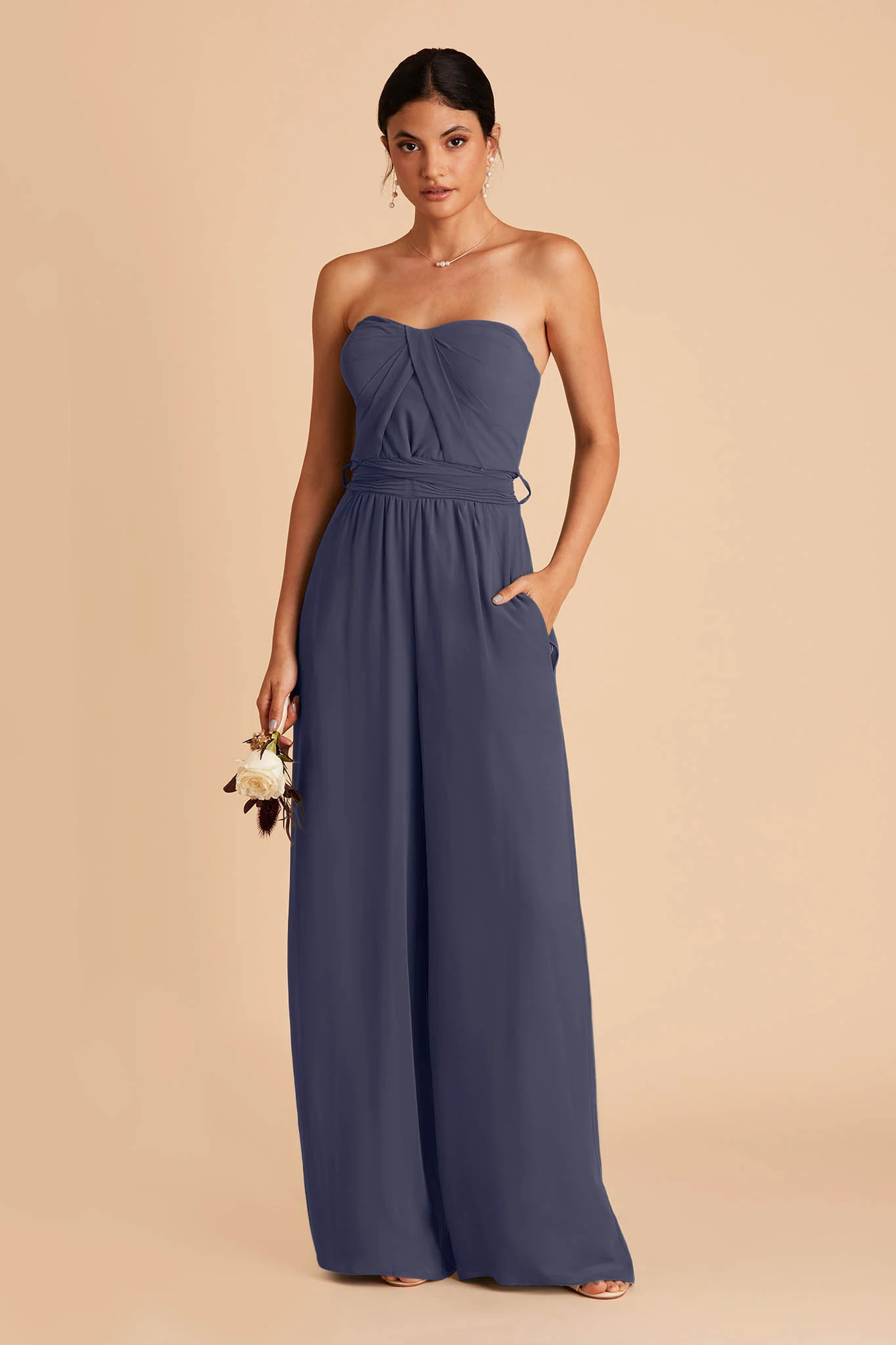 Gigi Chiffon Jumpsuit - Slate Blue - Image 3