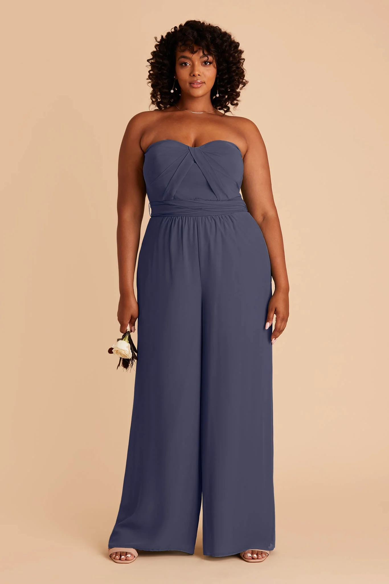 Gigi Chiffon Jumpsuit - Slate Blue - Image 5