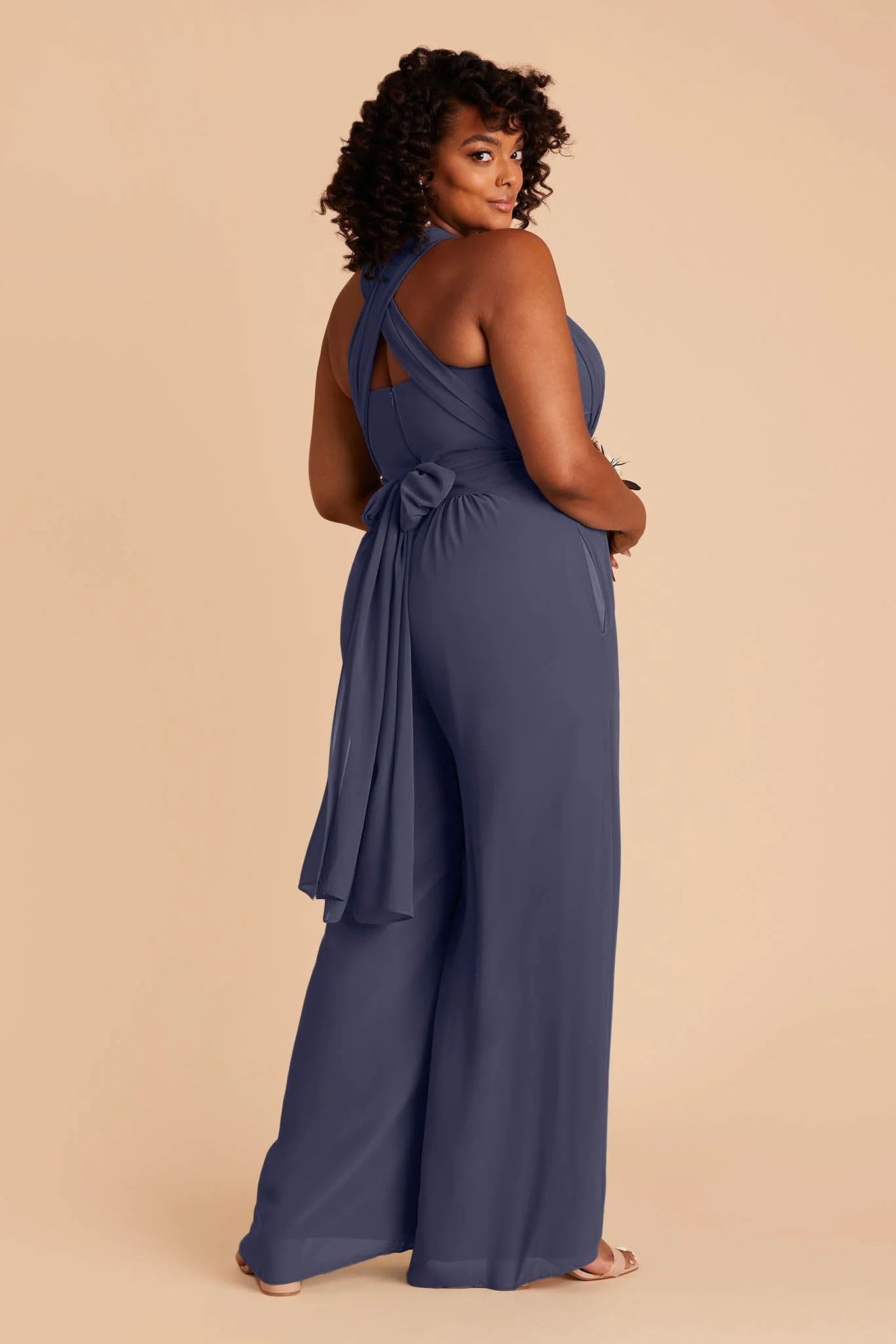Gigi Chiffon Jumpsuit - Slate Blue - Image 7