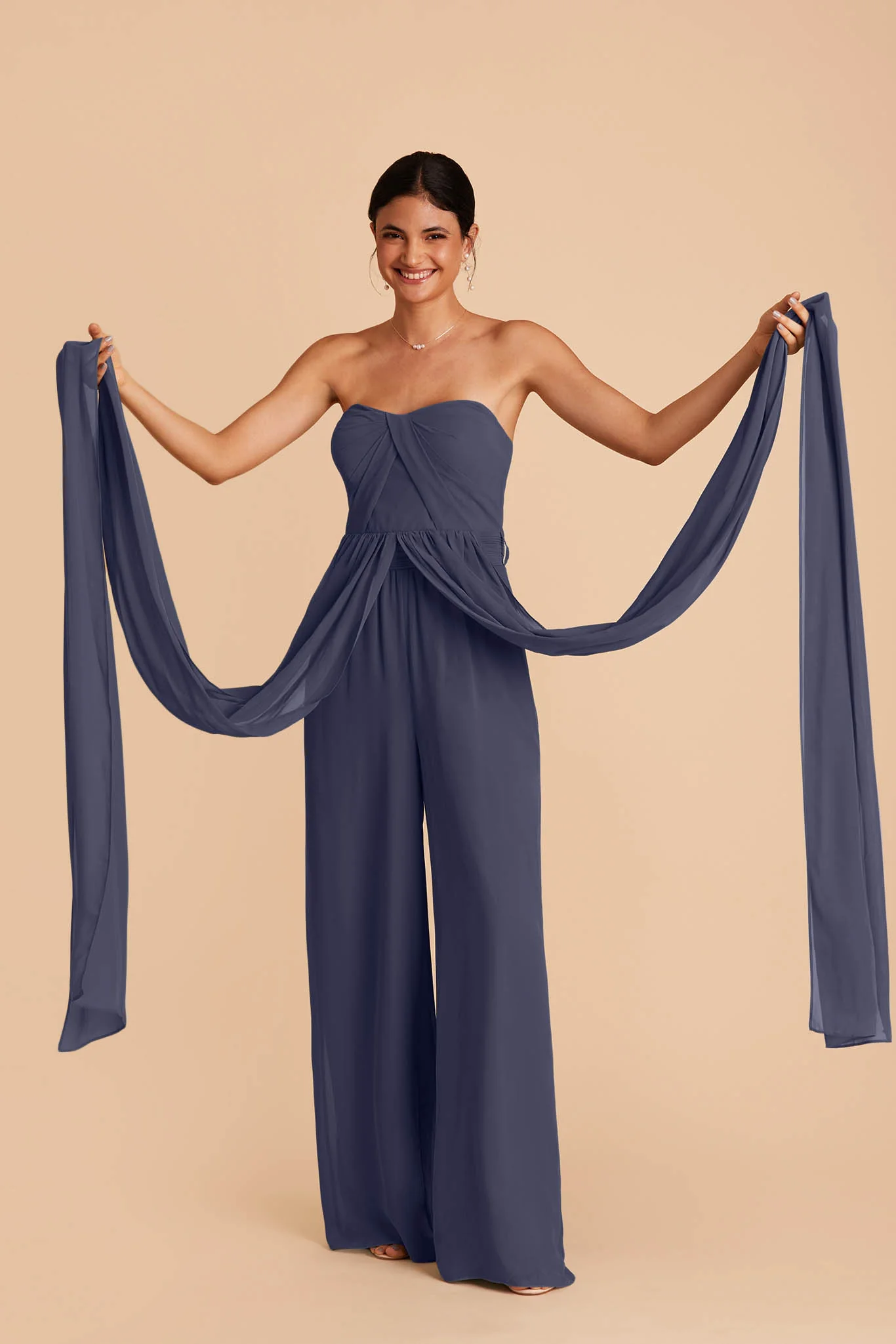 Gigi Chiffon Jumpsuit - Slate Blue - Image 8