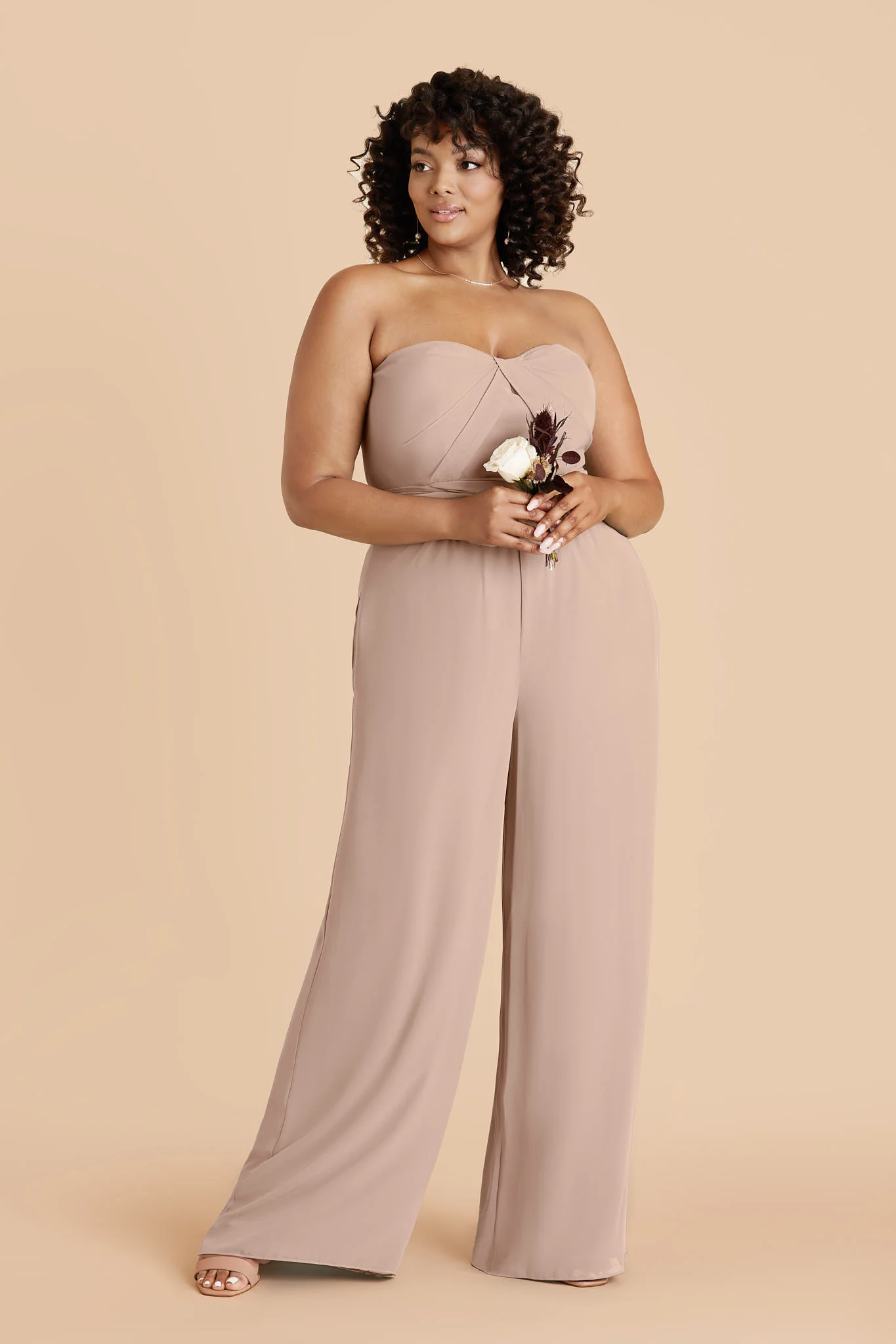 Gigi Chiffon Jumpsuit - Taupe - Image 2