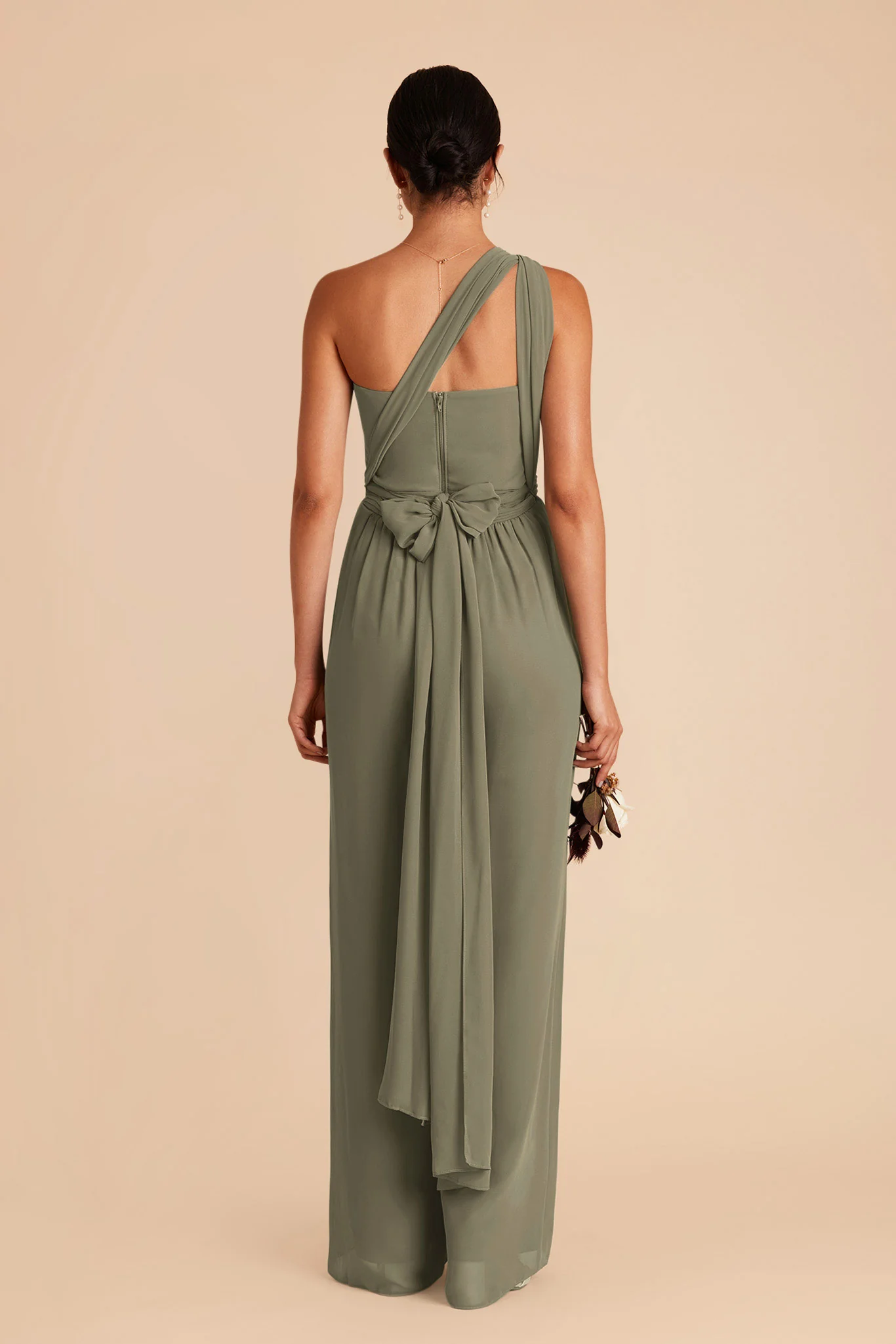 Gigi Chiffon Jumpsuit - Thyme - Image 5