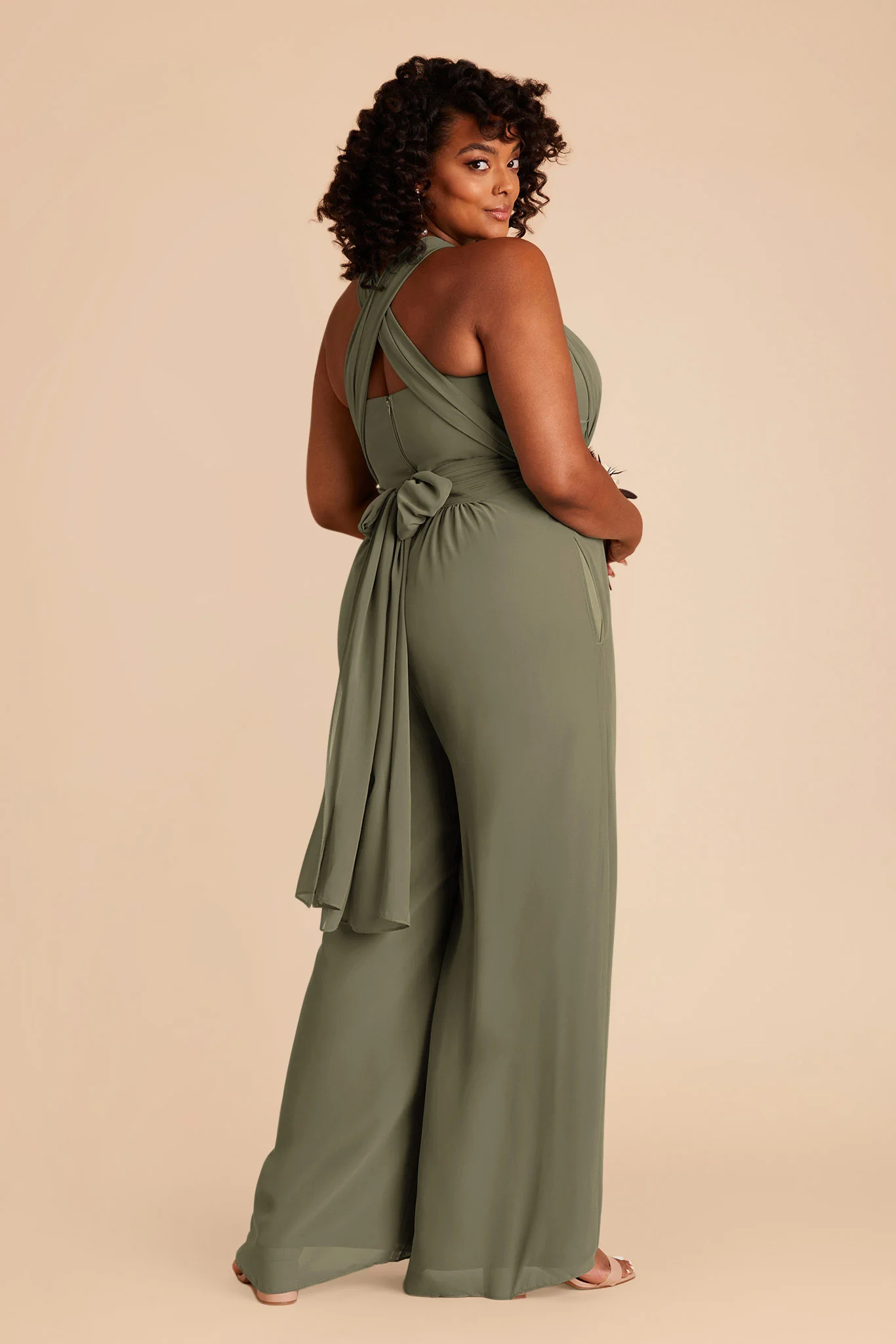Gigi Chiffon Jumpsuit - Thyme - Image 7