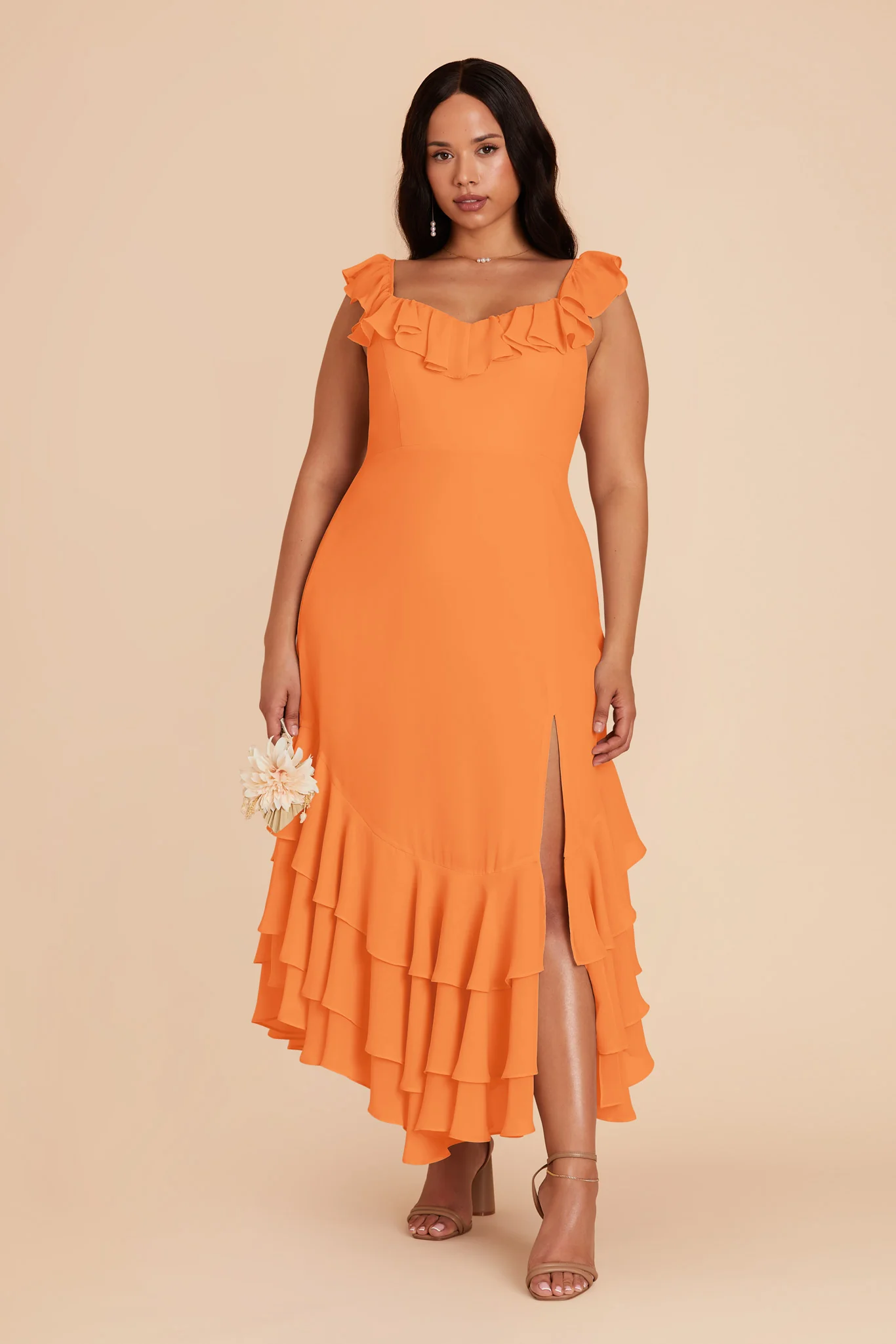 Ginny Chiffon Dress - Apricot - Image 2