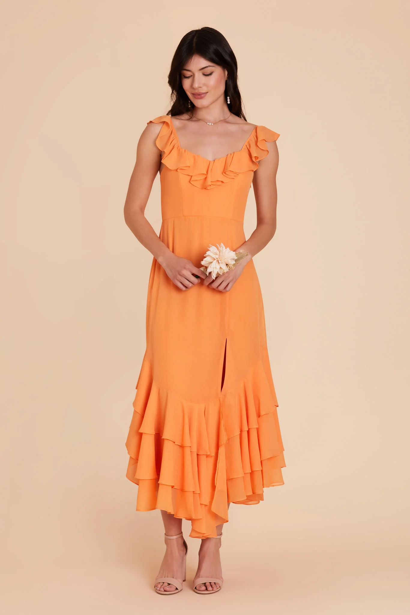 Ginny Chiffon Dress - Apricot - Image 4