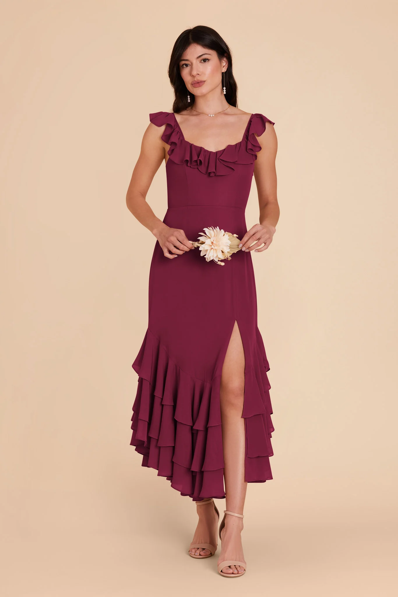 Ginny Chiffon Dress - Berry - Image 3