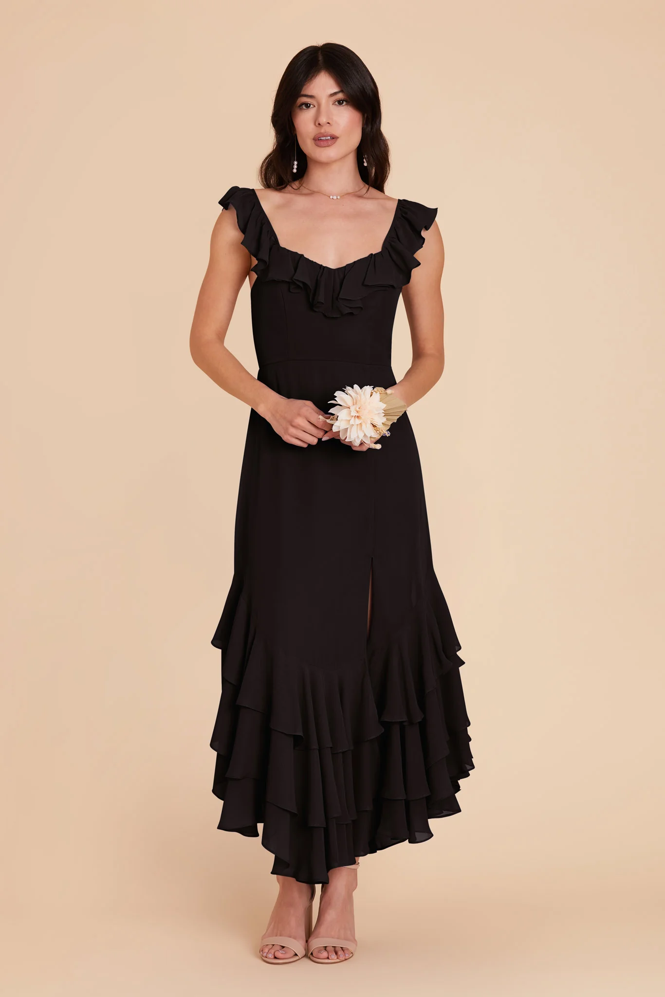 Ginny Chiffon Dress - Black - Image 4