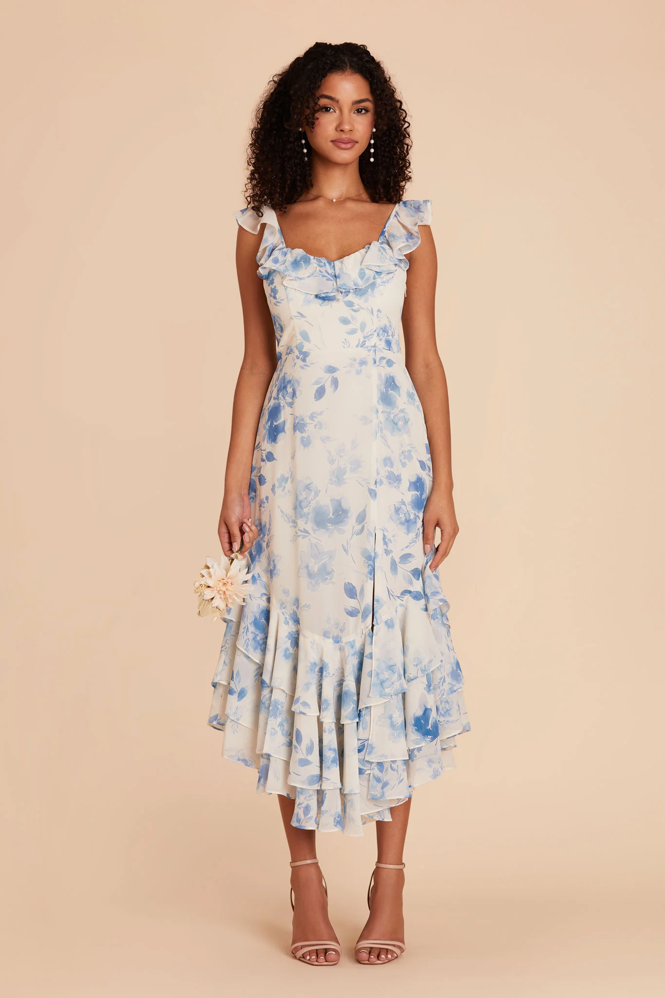 Ginny Chiffon Dress - Blue Rococo Floral - Image 2