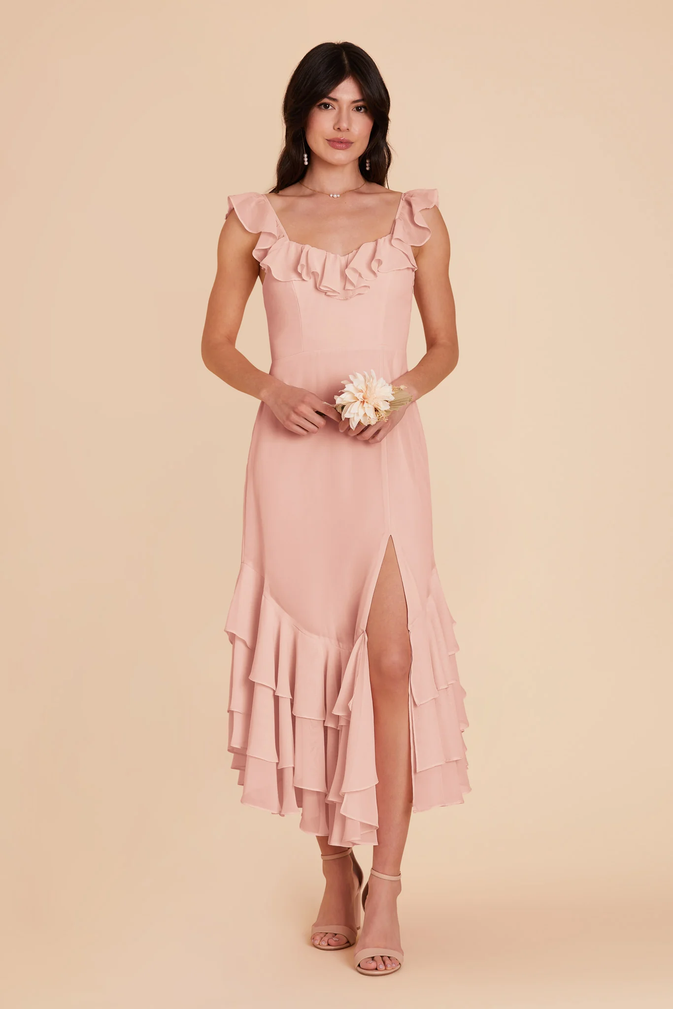 Ginny Chiffon Dress - Blush Pink - Image 3