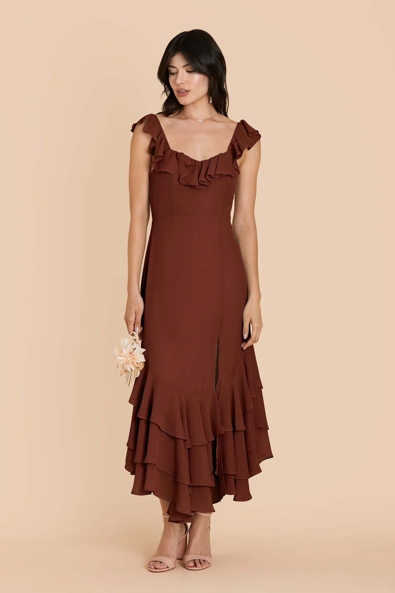 Ginny Chiffon Dress - Cognac - Image 3