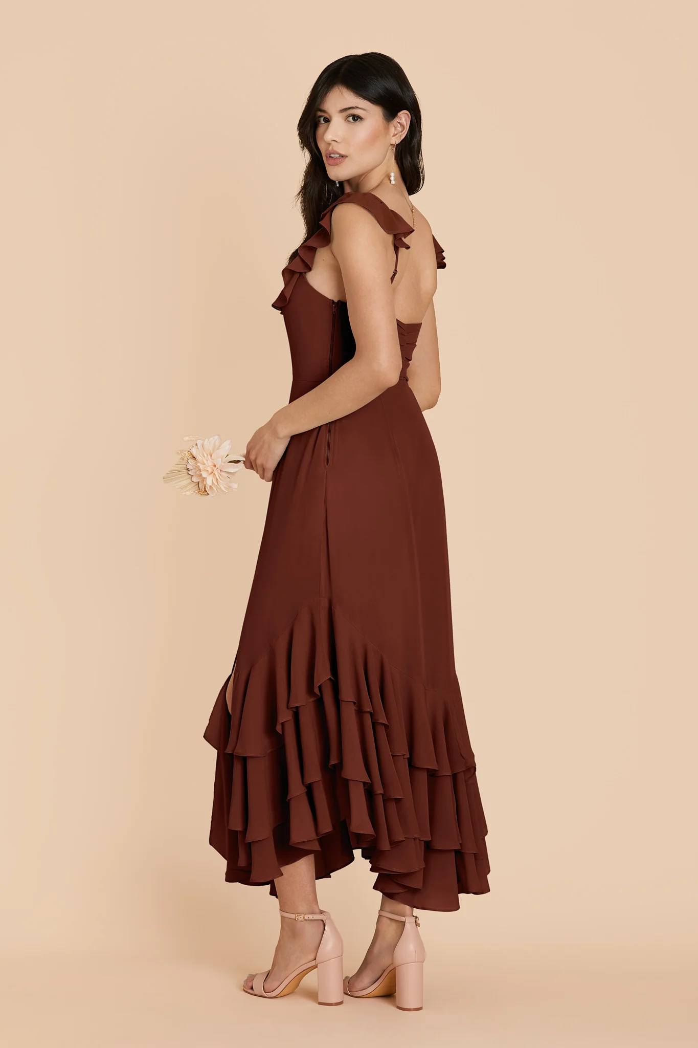 Ginny Chiffon Dress - Cognac - Image 4