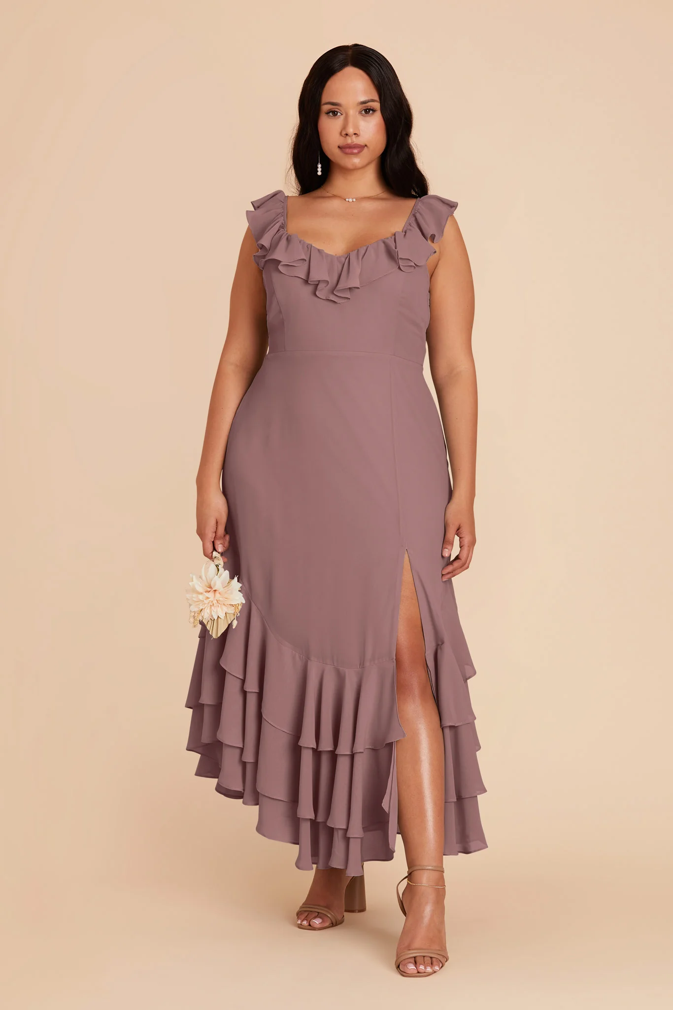 Ginny Chiffon Dress - Dark Mauve - Image 2