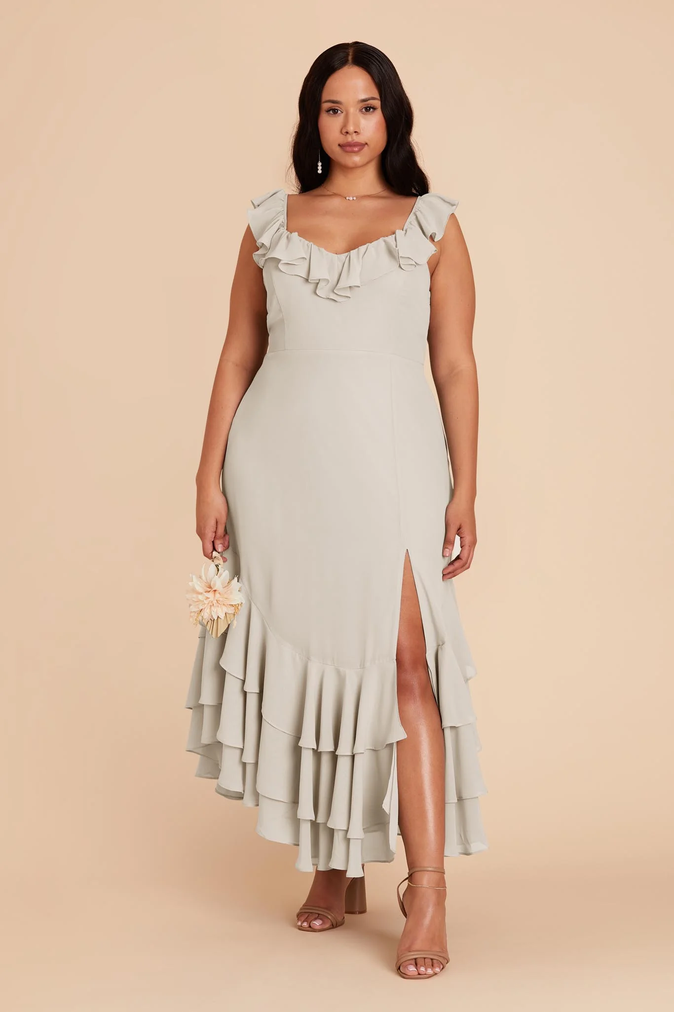 Ginny Chiffon Dress - Dove Gray - Image 8