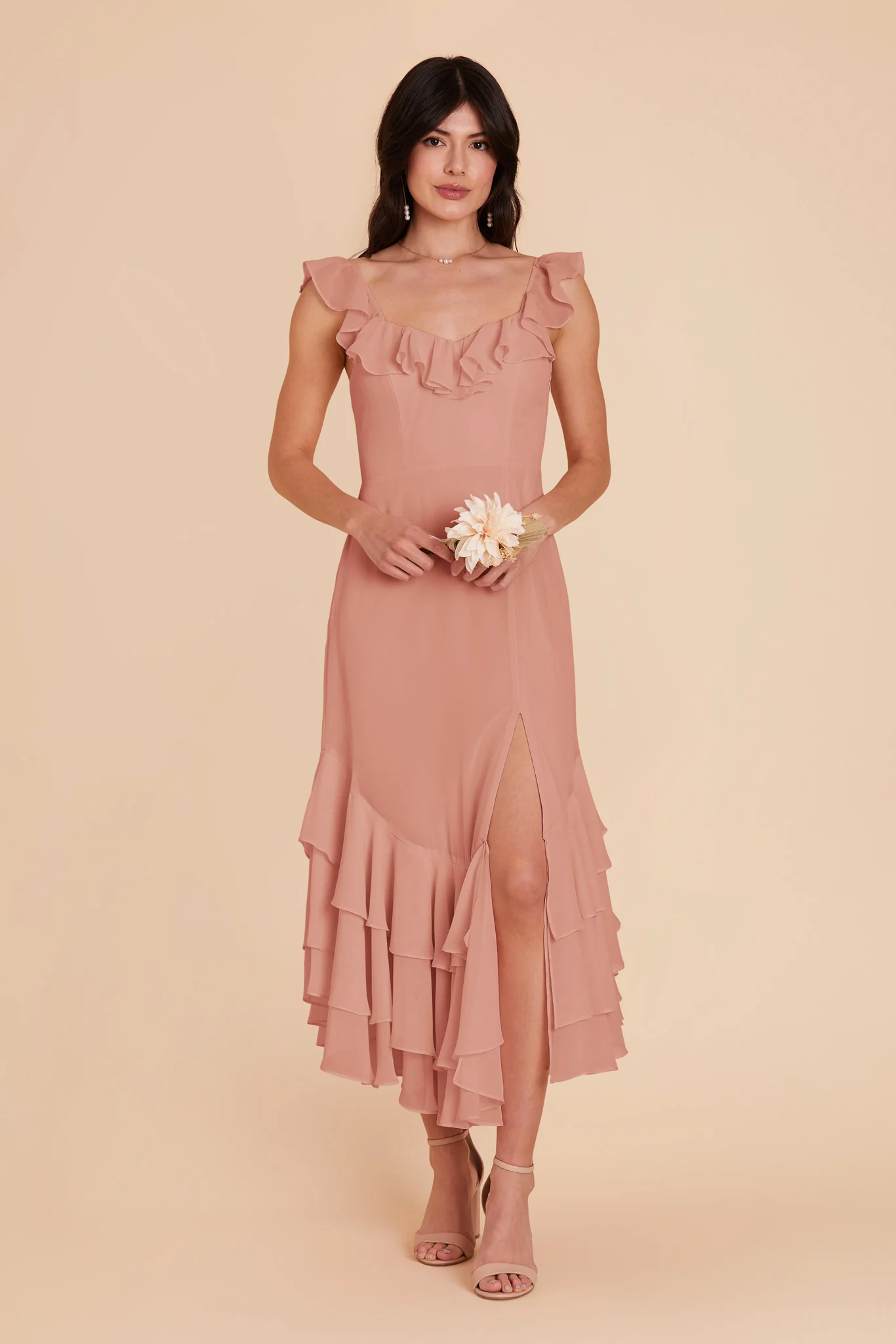 Ginny Chiffon Dress - Dusty Rose