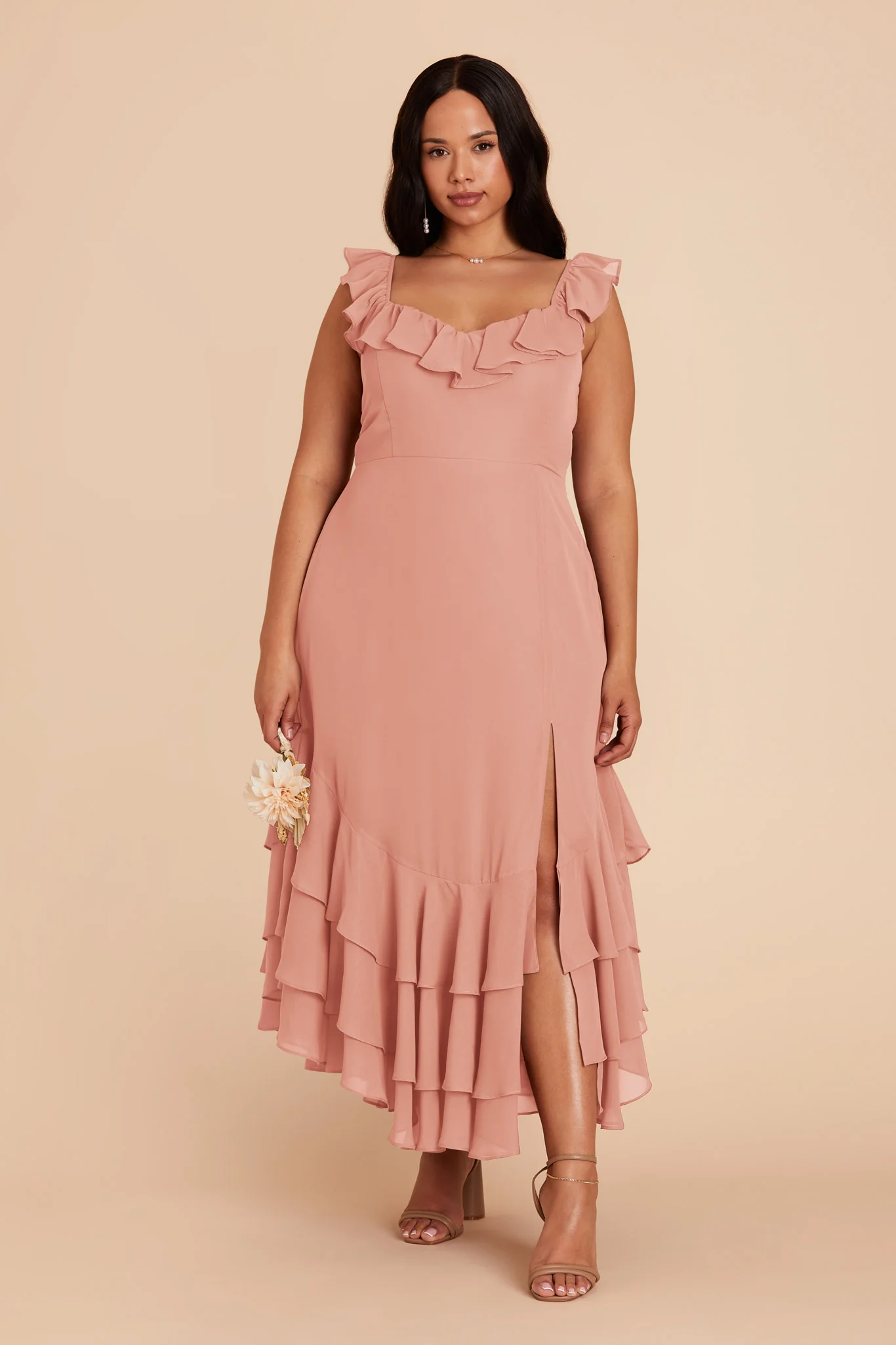 Ginny Chiffon Dress - Dusty Rose - Image 2