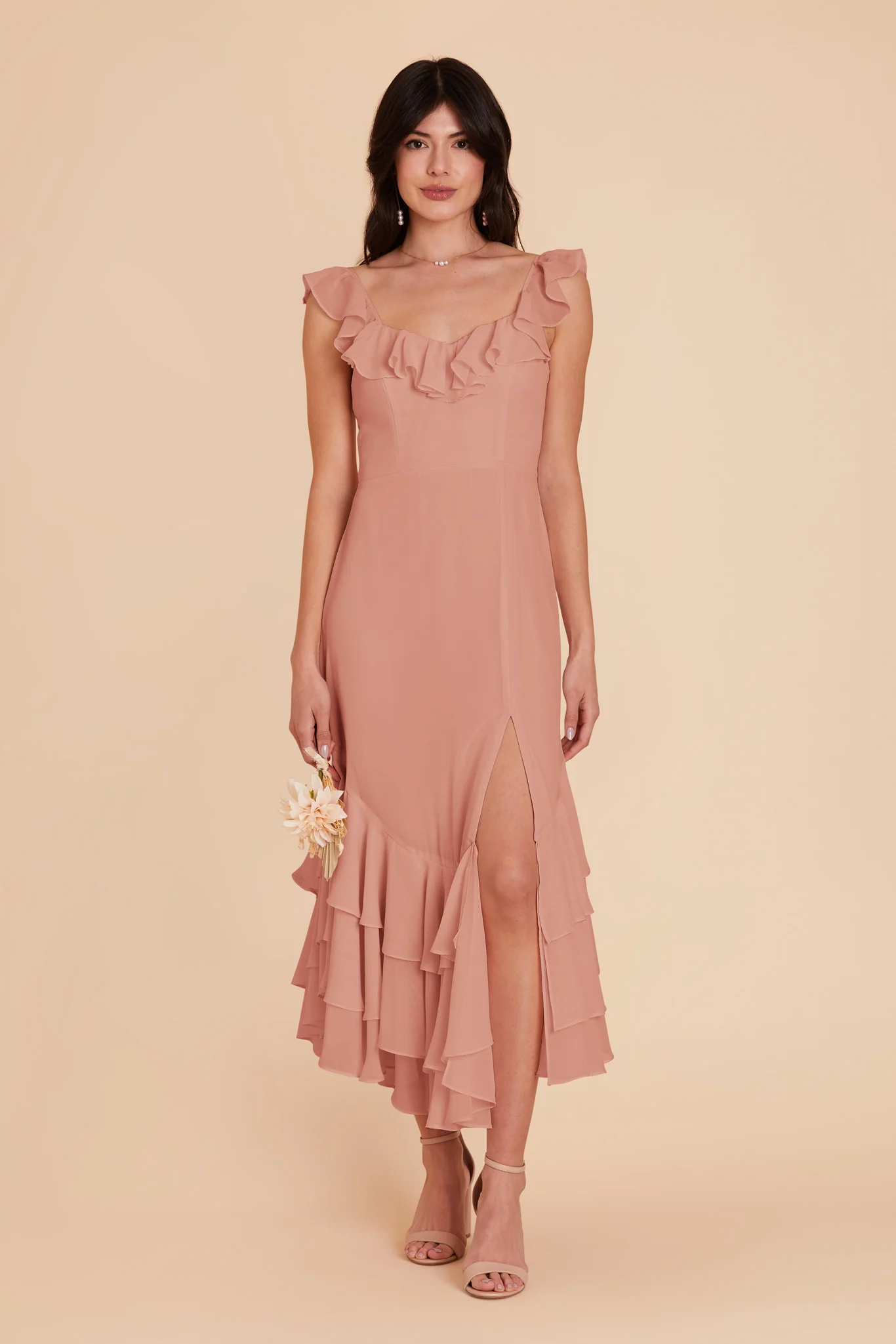 Ginny Chiffon Dress - Dusty Rose - Image 3