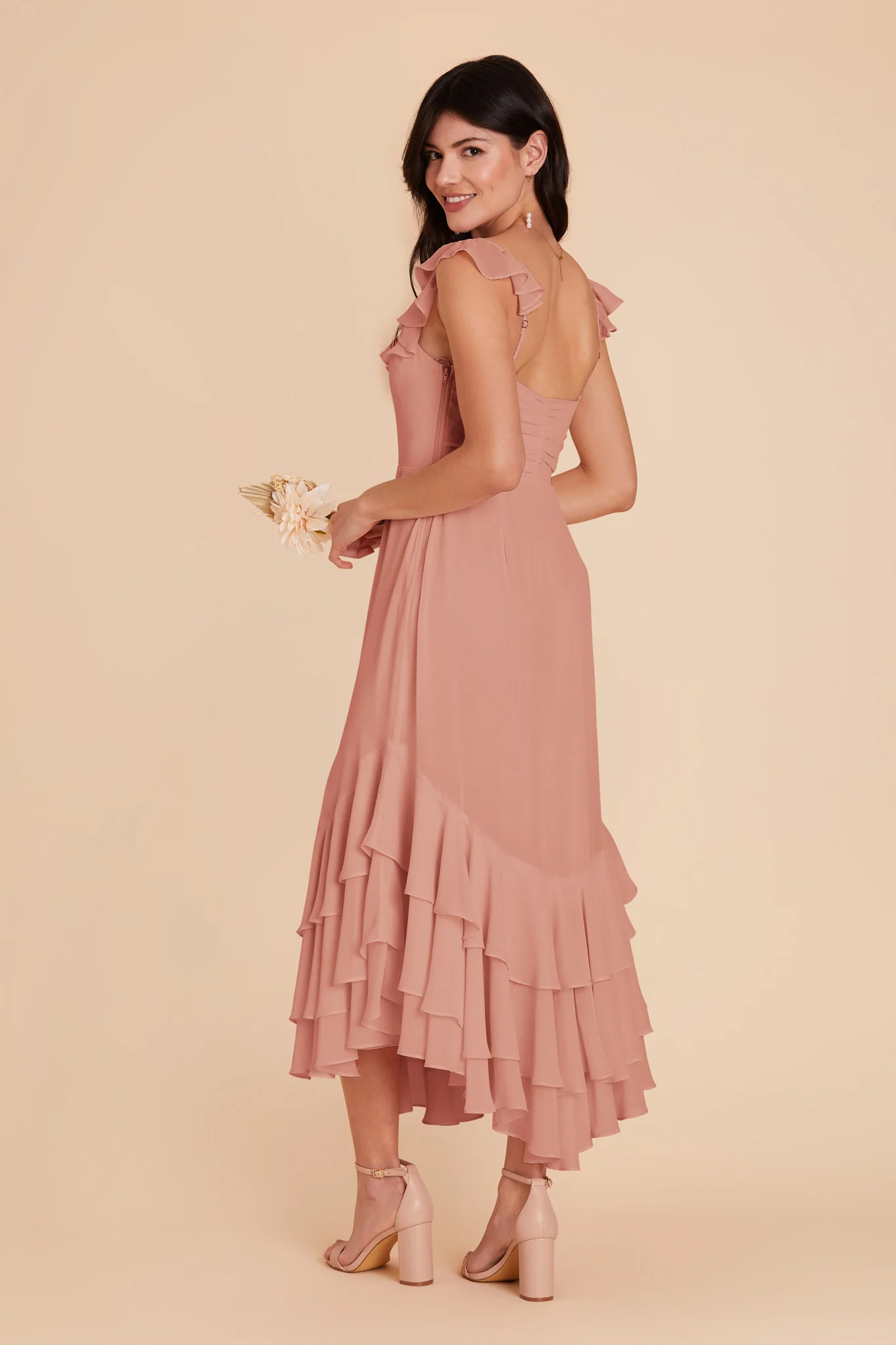 Ginny Chiffon Dress - Dusty Rose - Image 6