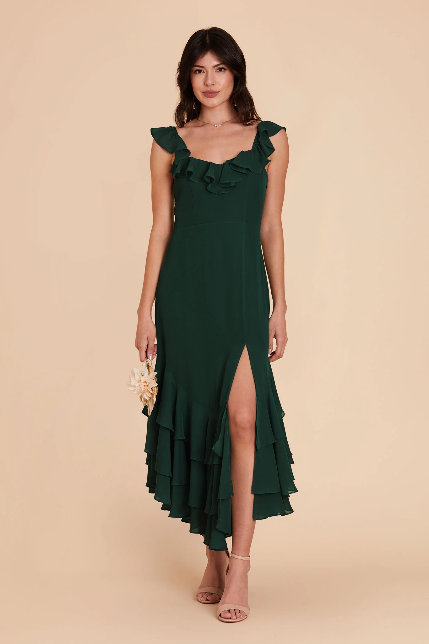 Ginny Chiffon Dress - Emerald - Image 3