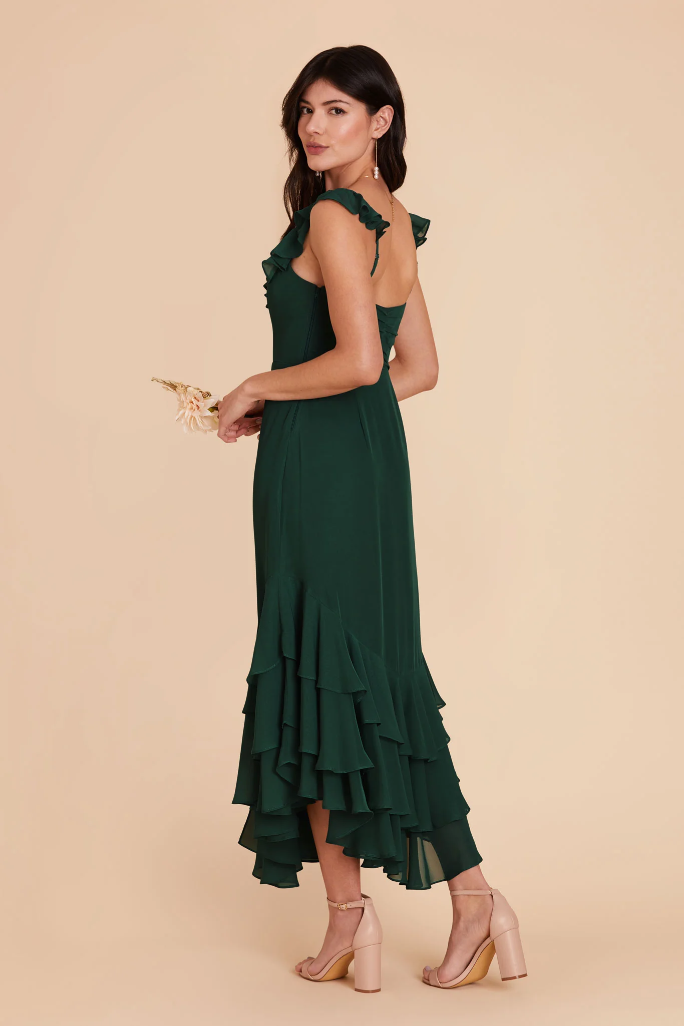 Ginny Chiffon Dress - Emerald - Image 5
