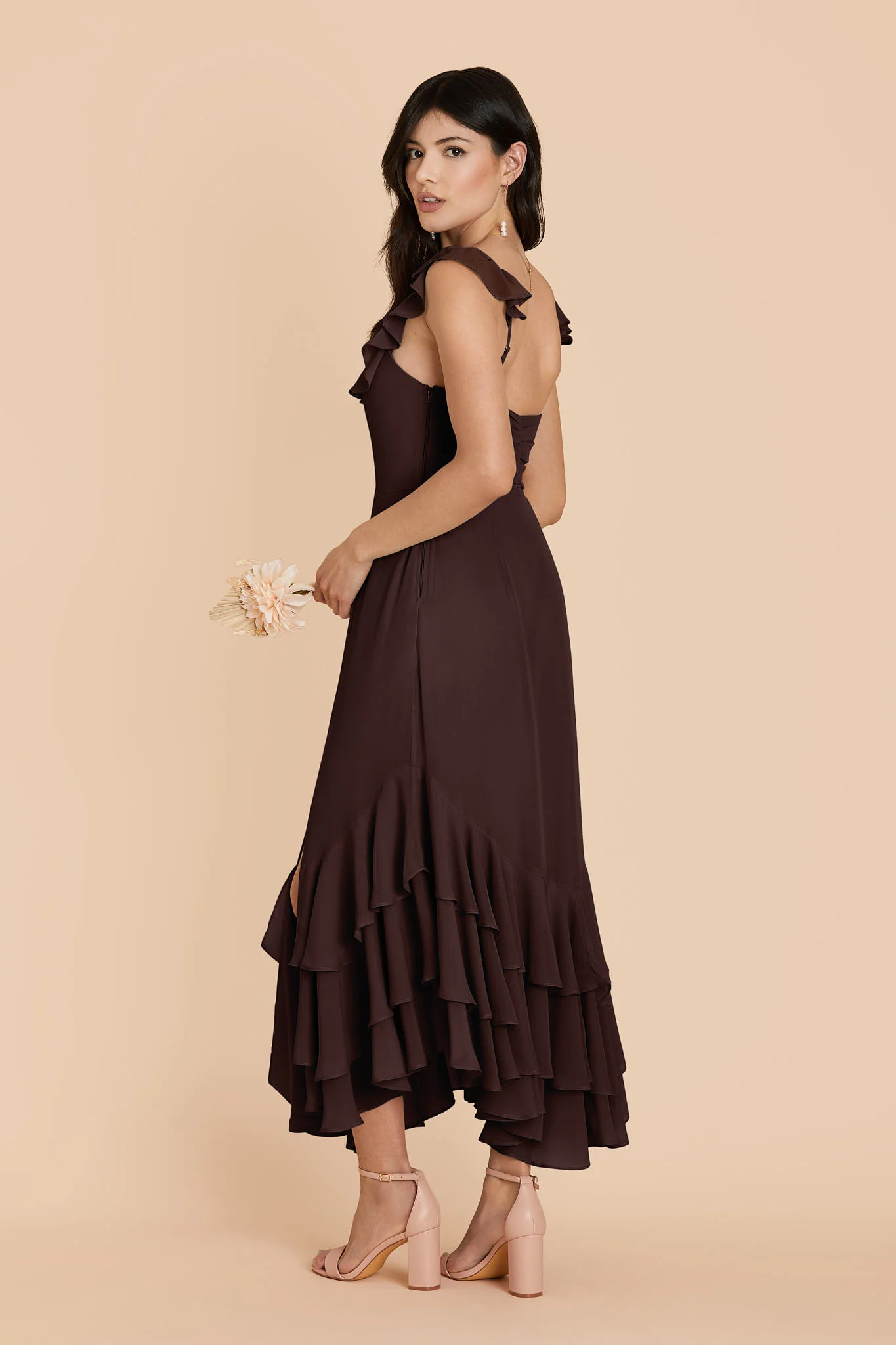 Ginny Chiffon Dress - Espresso - Image 4