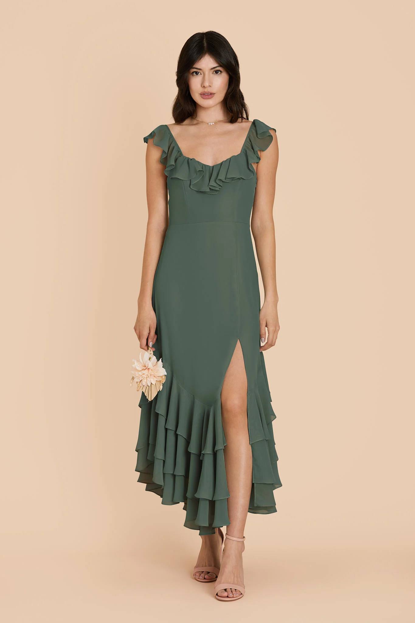 Ginny Chiffon Dress - Eucalyptus