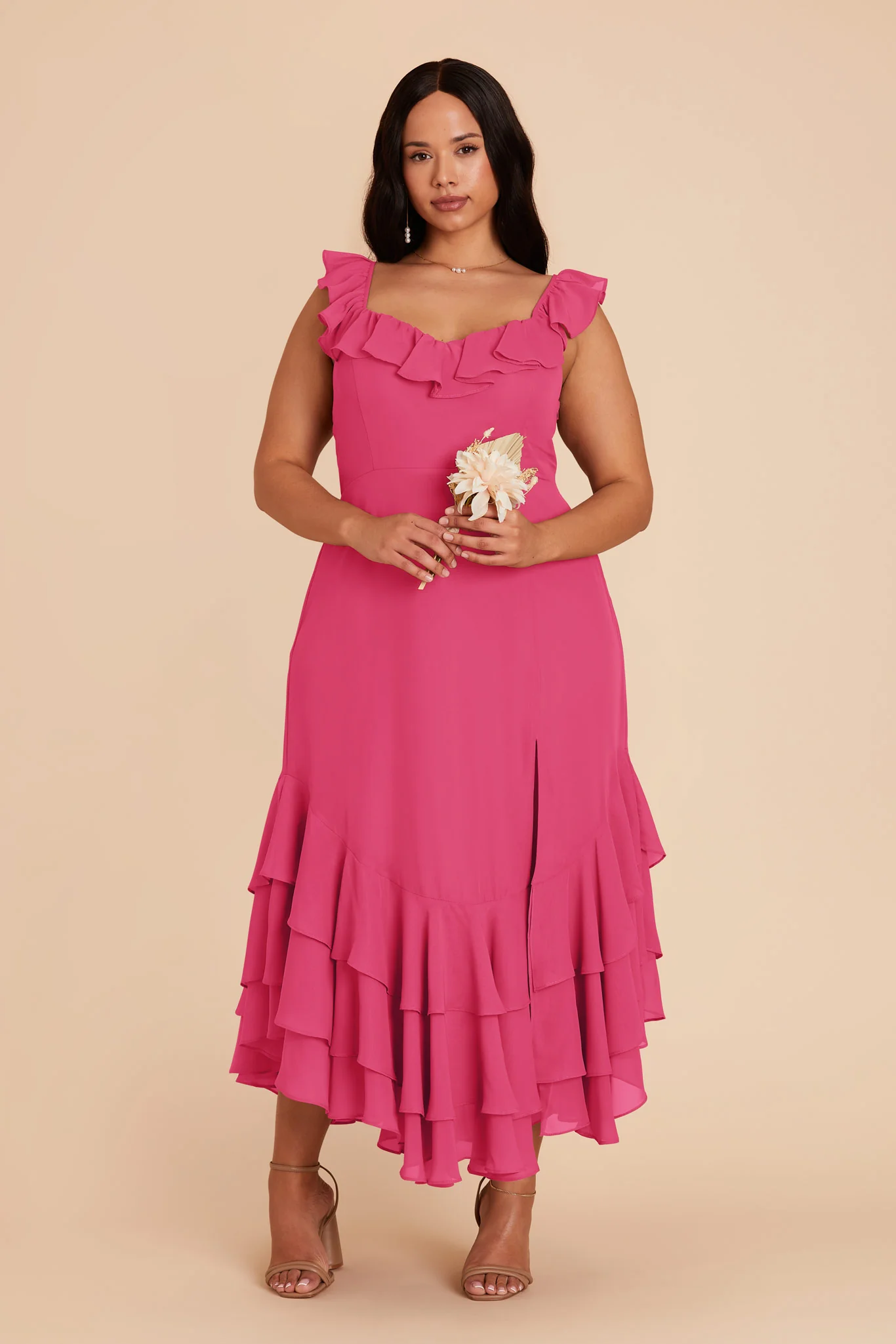 Ginny Chiffon Dress - Fuchsia - Image 2
