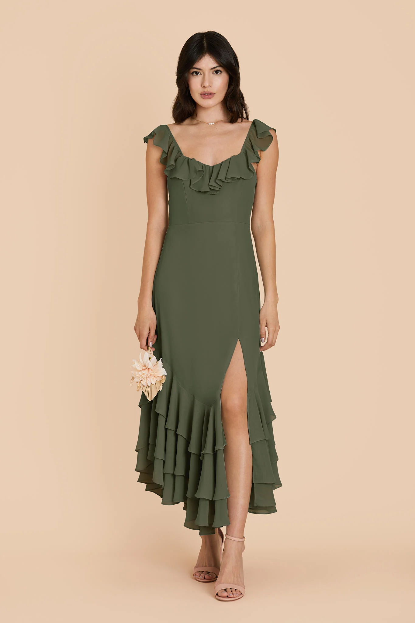 Ginny Chiffon Dress - Olive