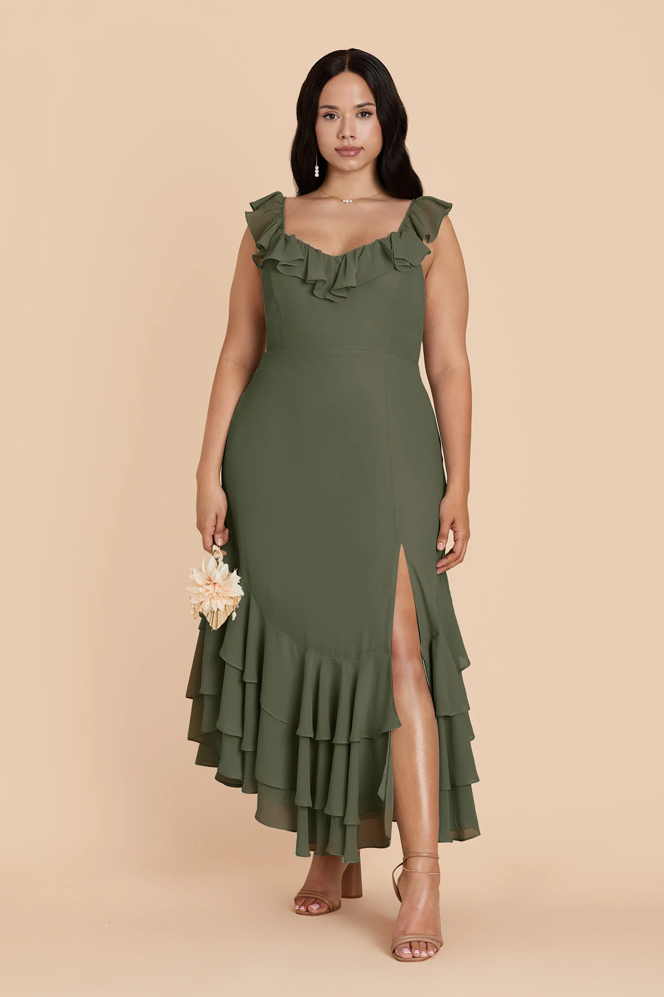 Ginny Chiffon Dress - Olive - Image 2