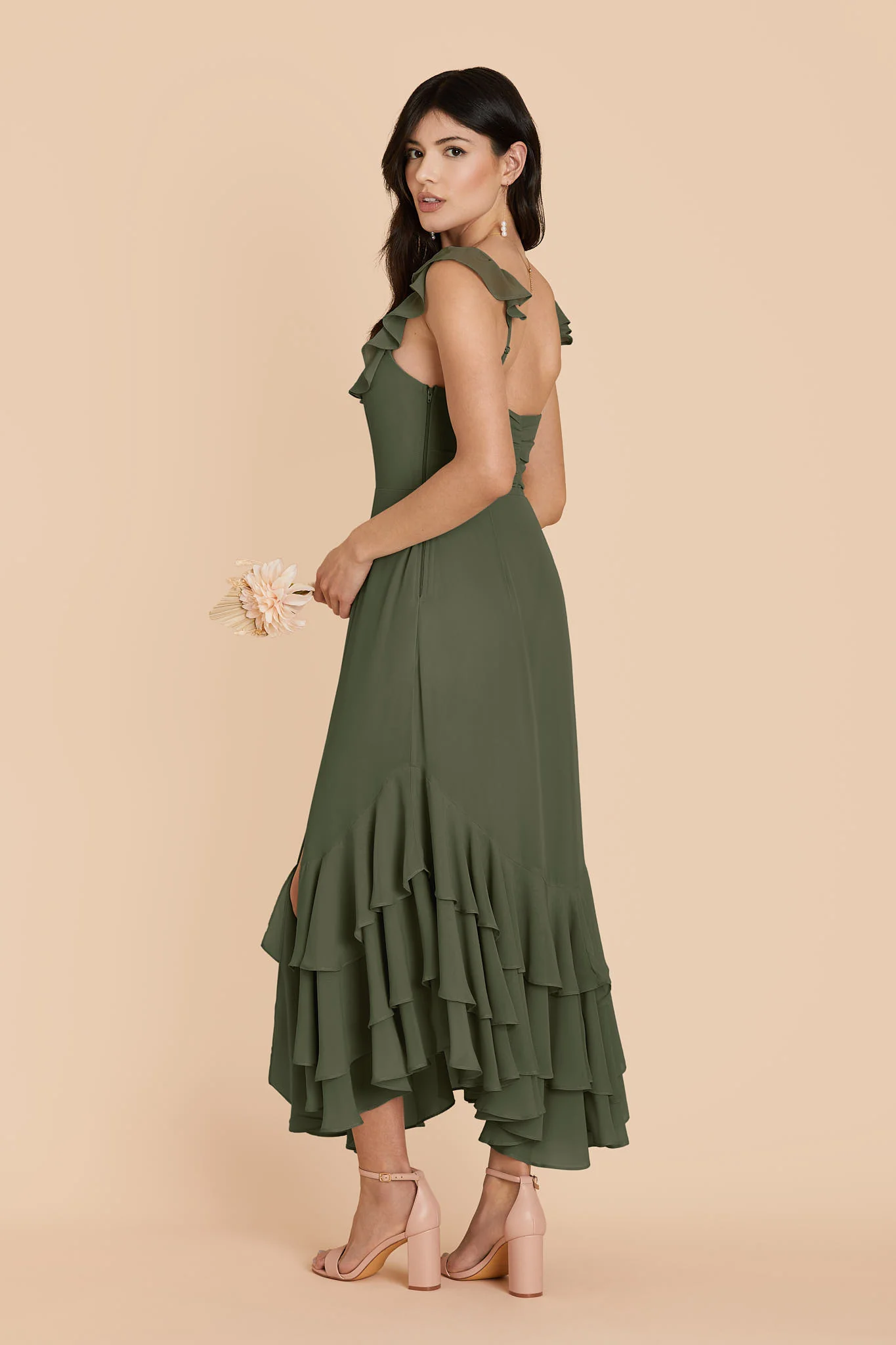 Ginny Chiffon Dress - Olive - Image 4
